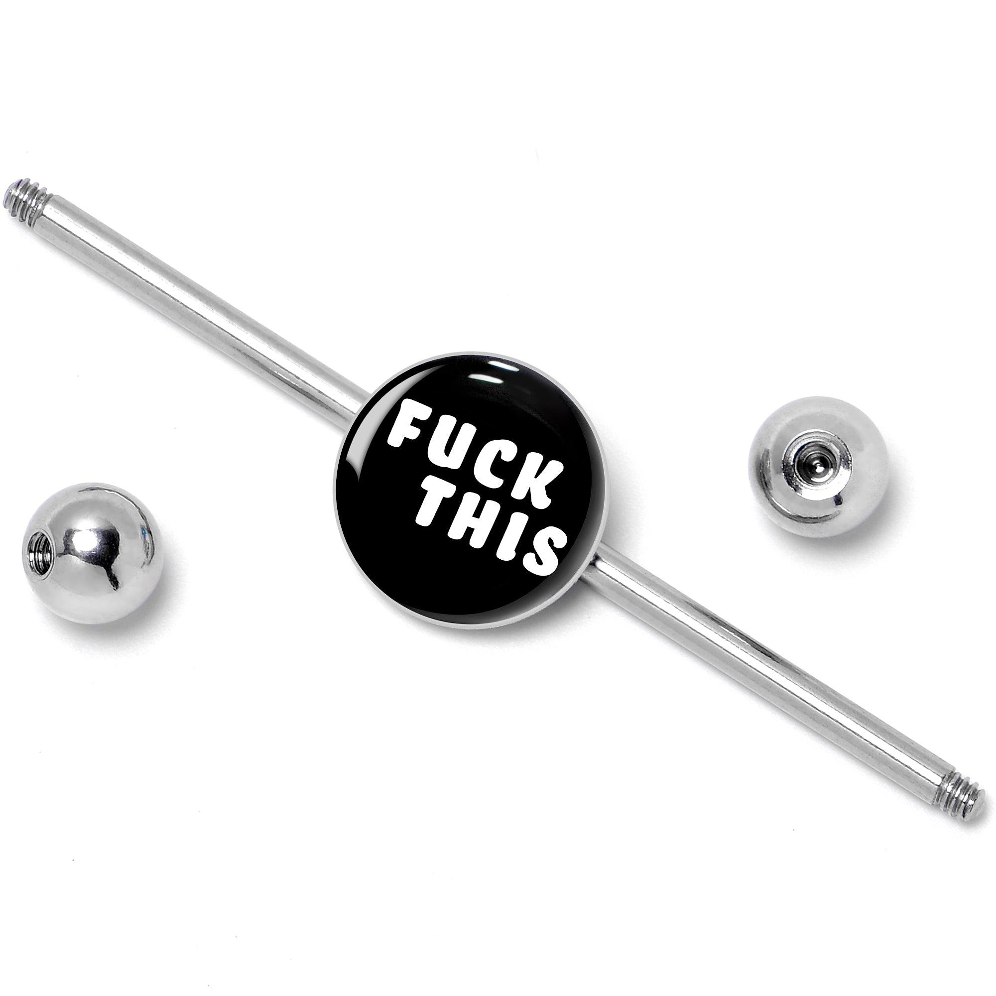 Black Double Gem F*CK Heart Dangle Stainless Steel Belly Ring stainless steel navel piercing