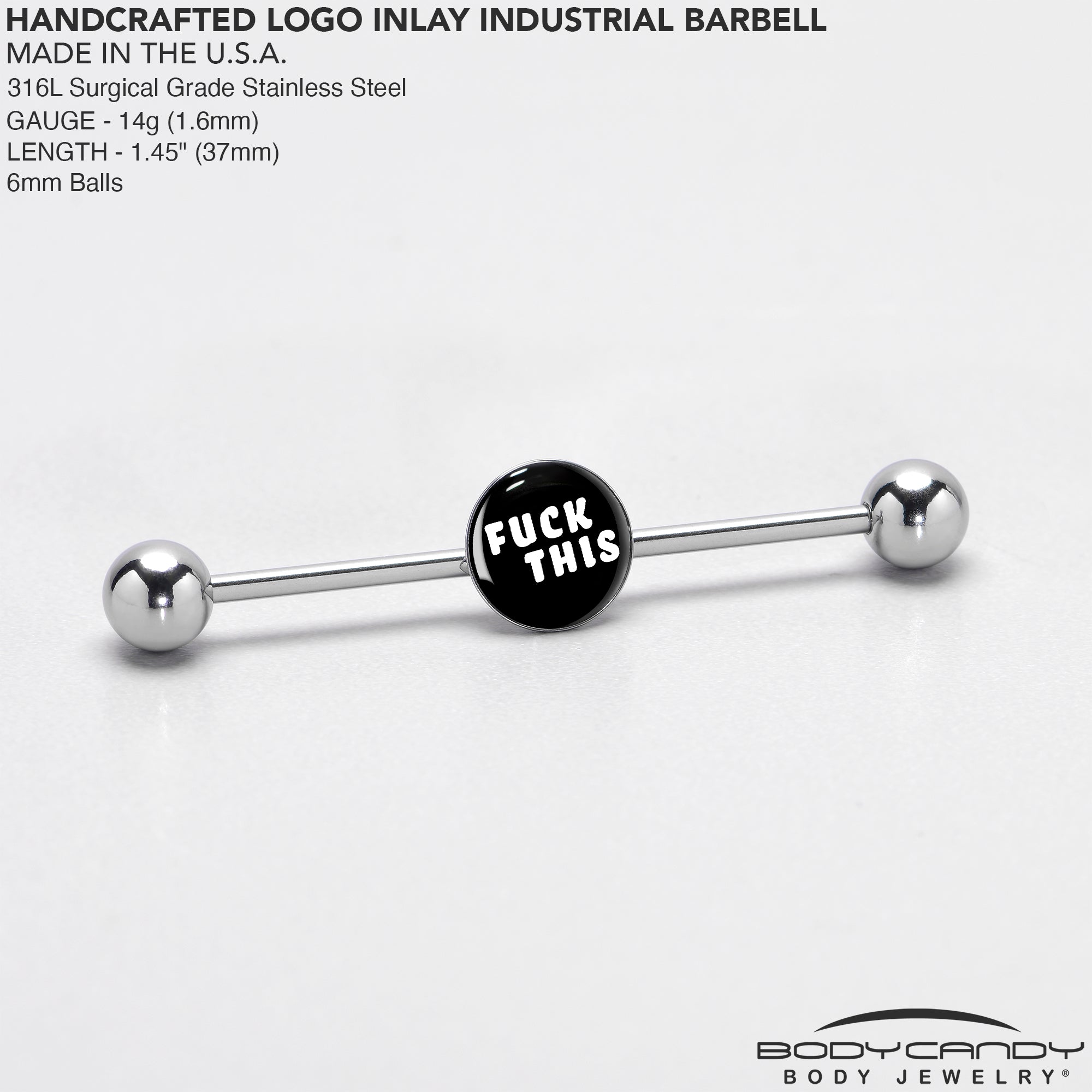 Black Double Gem F*CK Heart Dangle Belly Ring