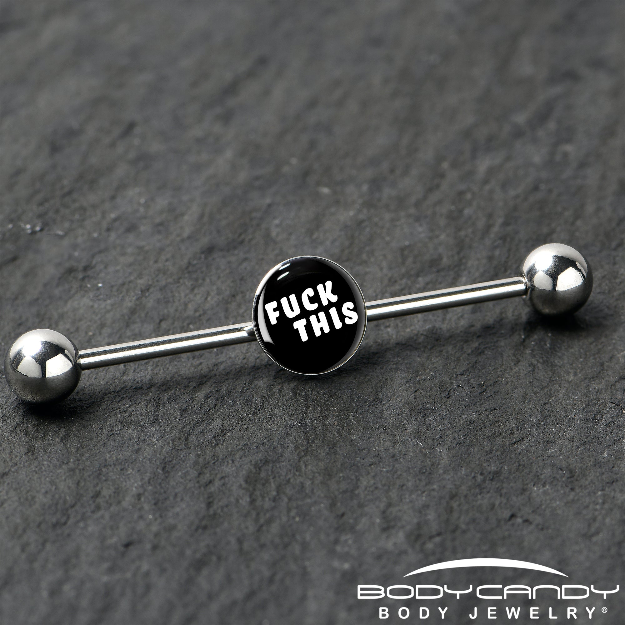 Black Double Gem F*CK Heart Dangle Belly Ring