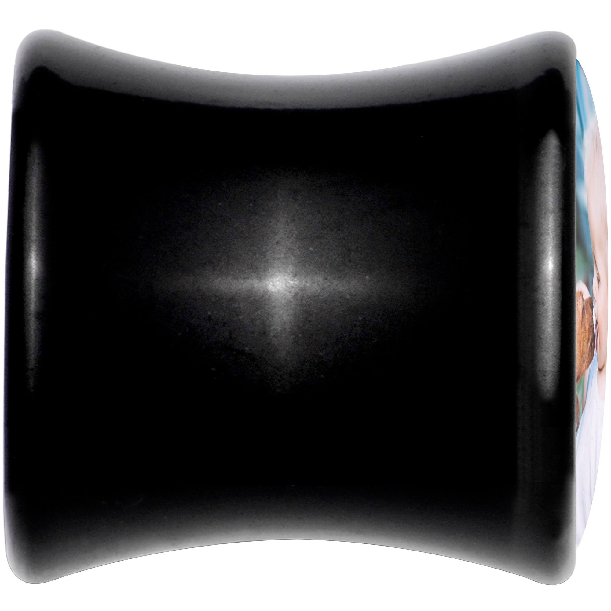 Black Acrylic Custom Photo Saddle Plug (buy 2 for a pair)