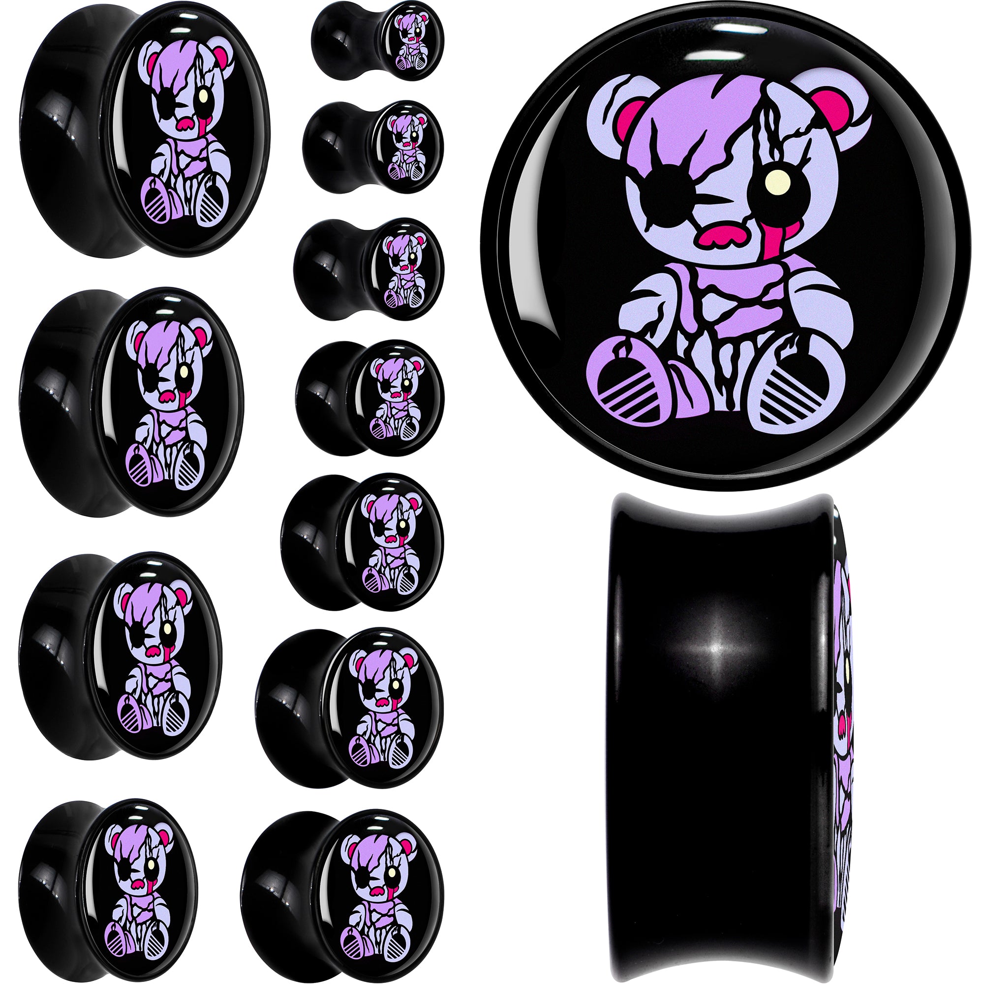 Attitude Teddy Bear Black Acrylic Saddle Plug Set by Onyx O