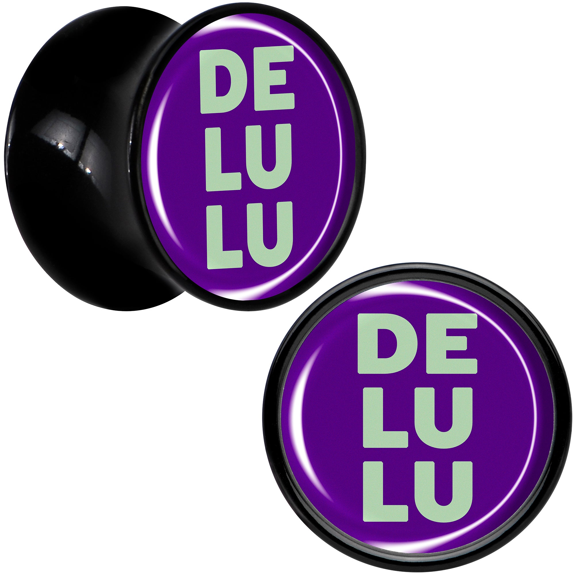 Word DELULU Black Acrylic Saddle Plug Set by Onyx O