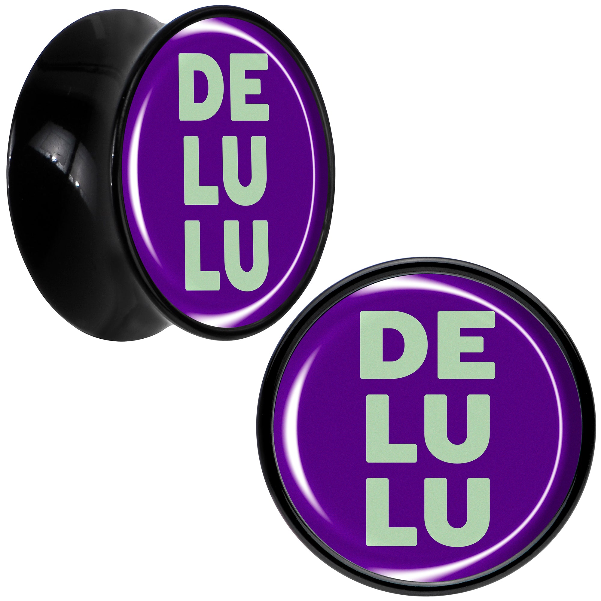 Word DELULU Black Acrylic Saddle Plug Set by Onyx O
