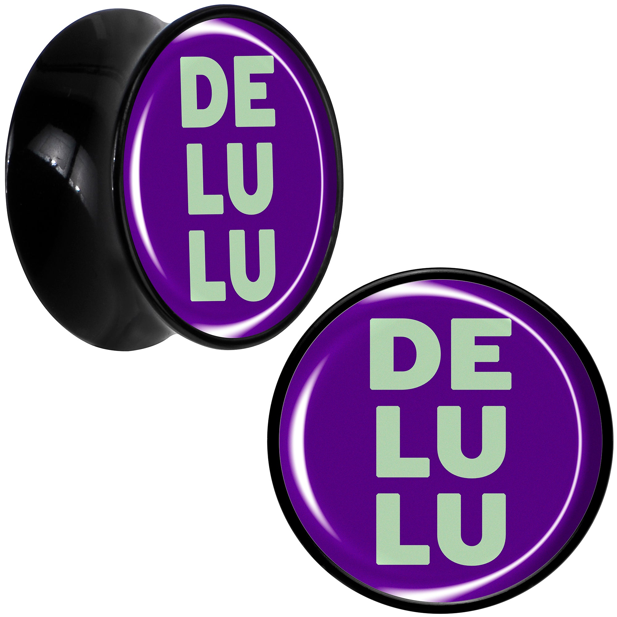 Word DELULU Black Acrylic Saddle Plug Set by Onyx O