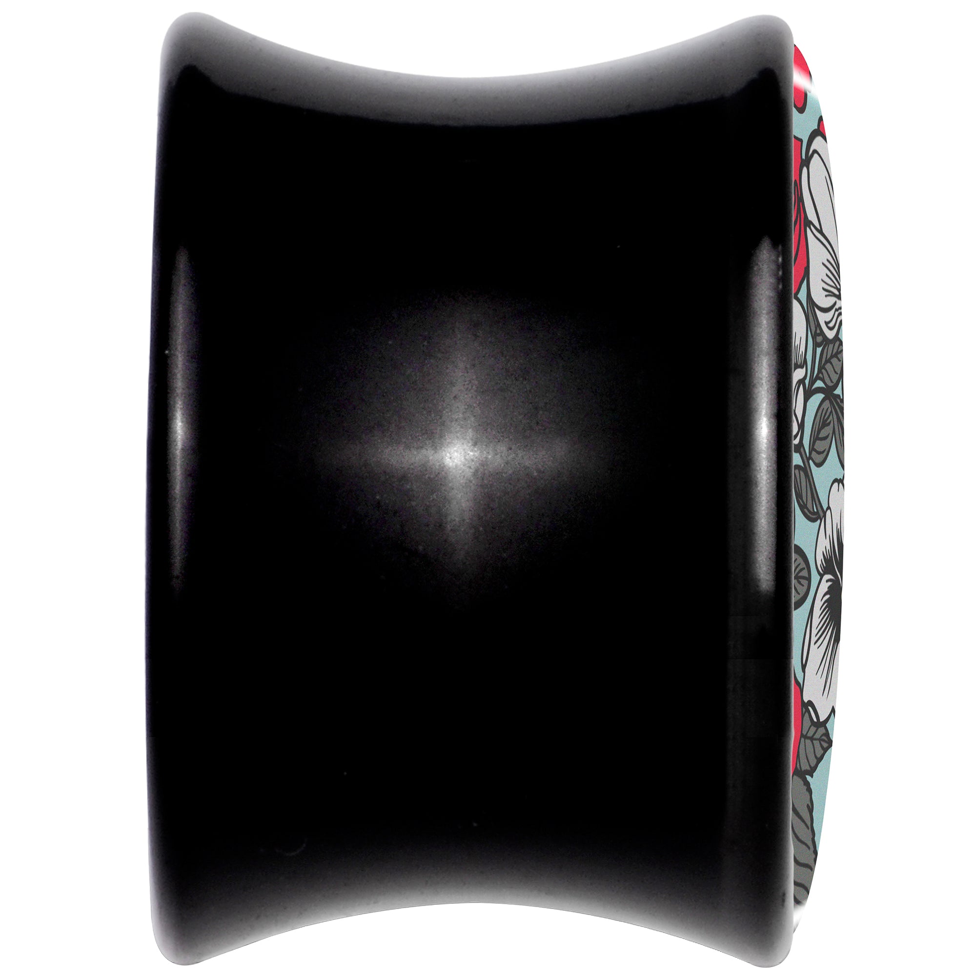 Blossom Creation Vibrant Bloom of Flowers Black Acrylic Saddle Plug Set by Onyx O