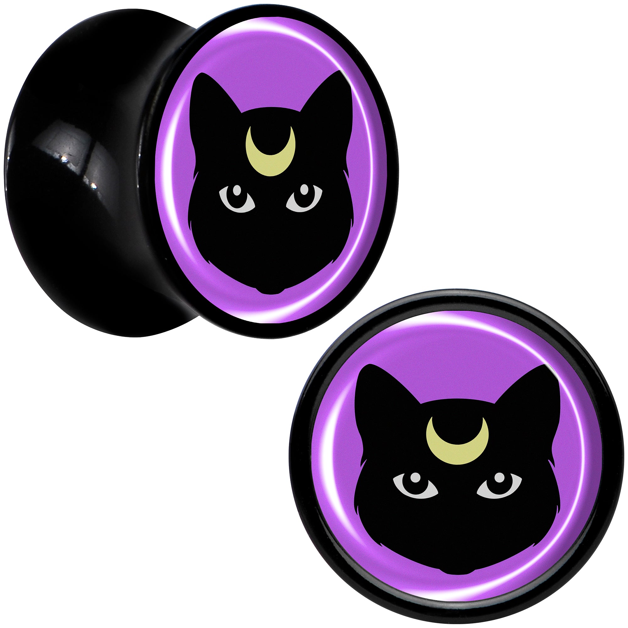 Black Mystic Kitty Cat Black Acrylic Saddle Plug Set by Onyx O