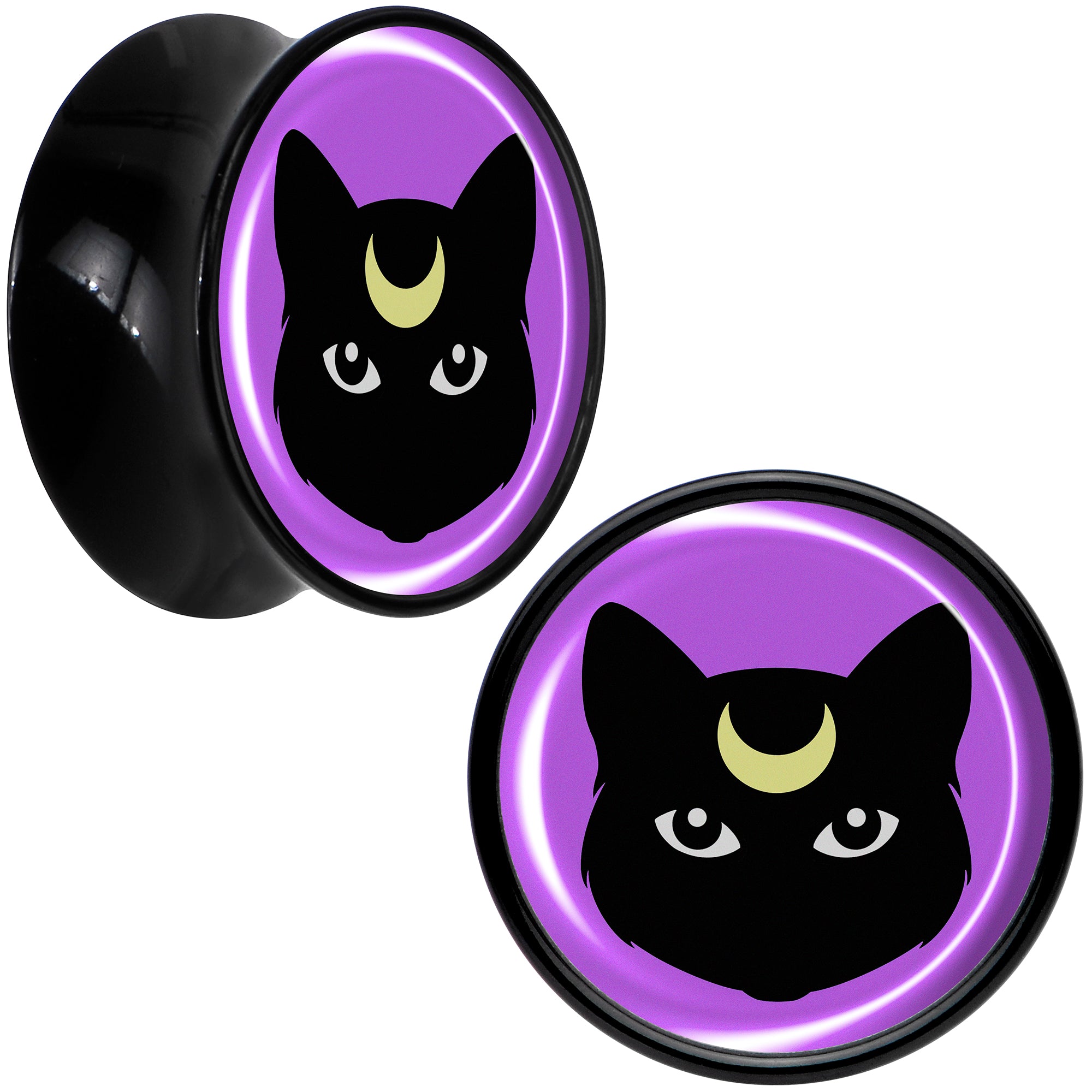 Black Mystic Kitty Cat Black Acrylic Saddle Plug Set by Onyx O