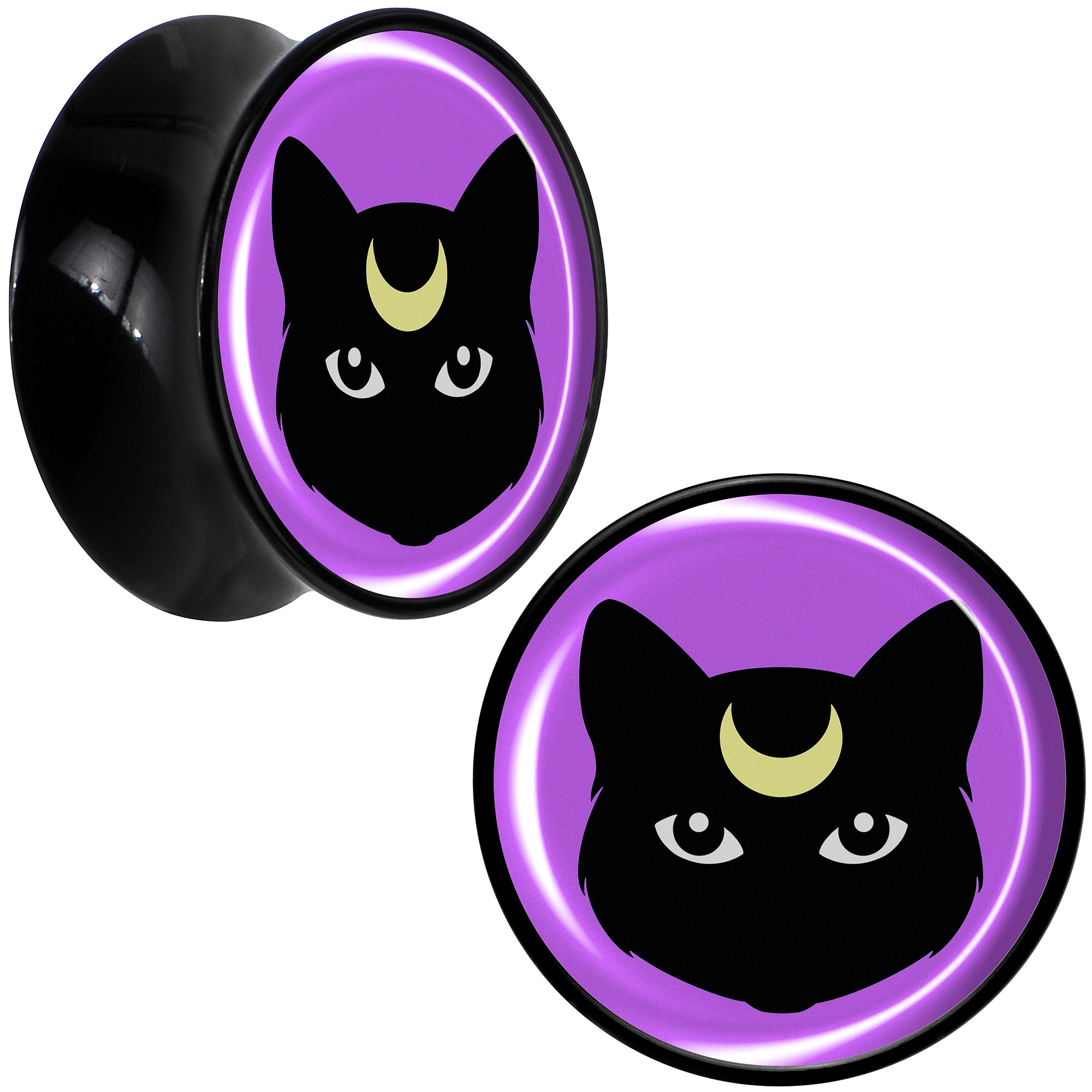 Black Mystic Kitty Cat Black Acrylic Saddle Plug Set by Onyx O
