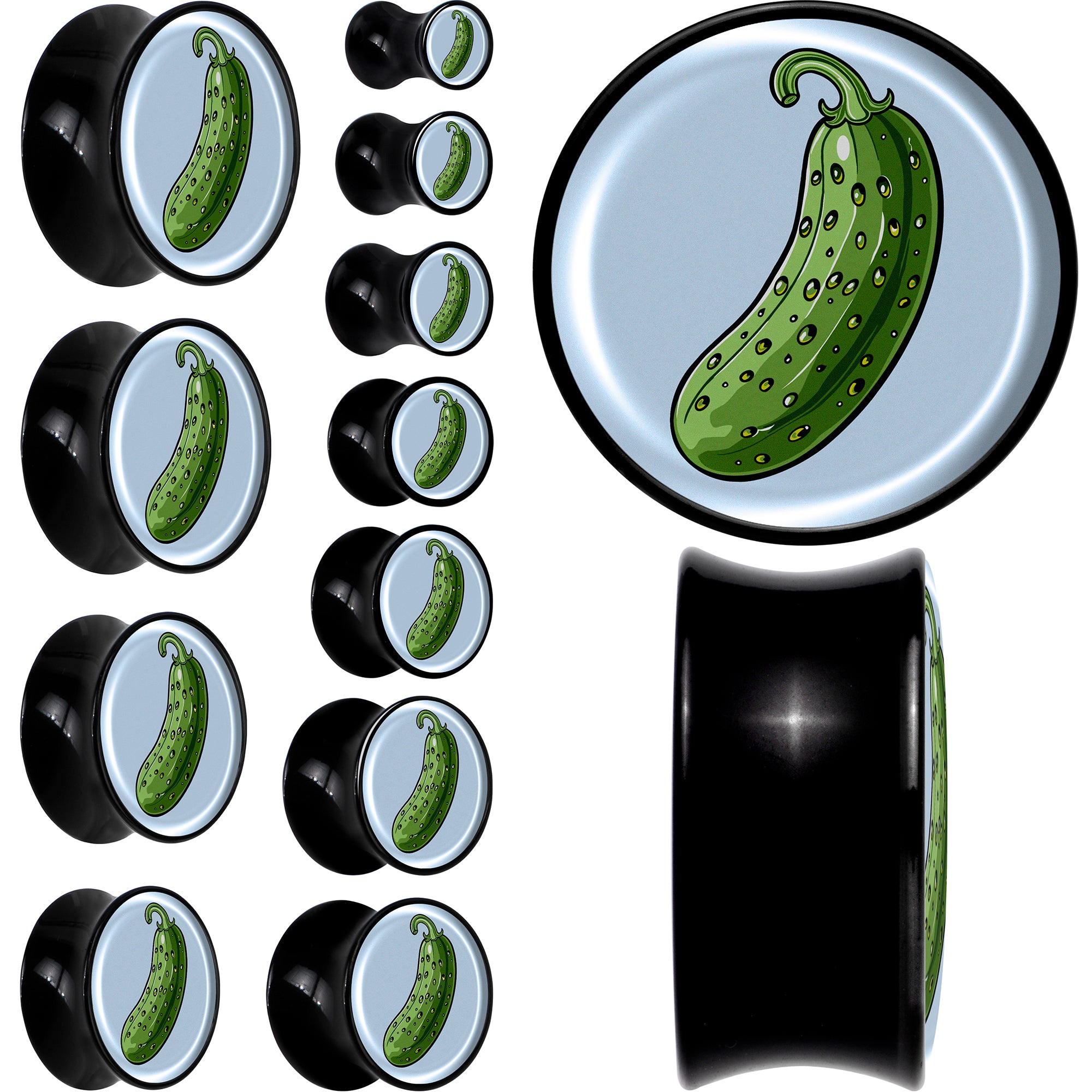 Green Pickle Black Acrylic Saddle Plug Set by Onyx O