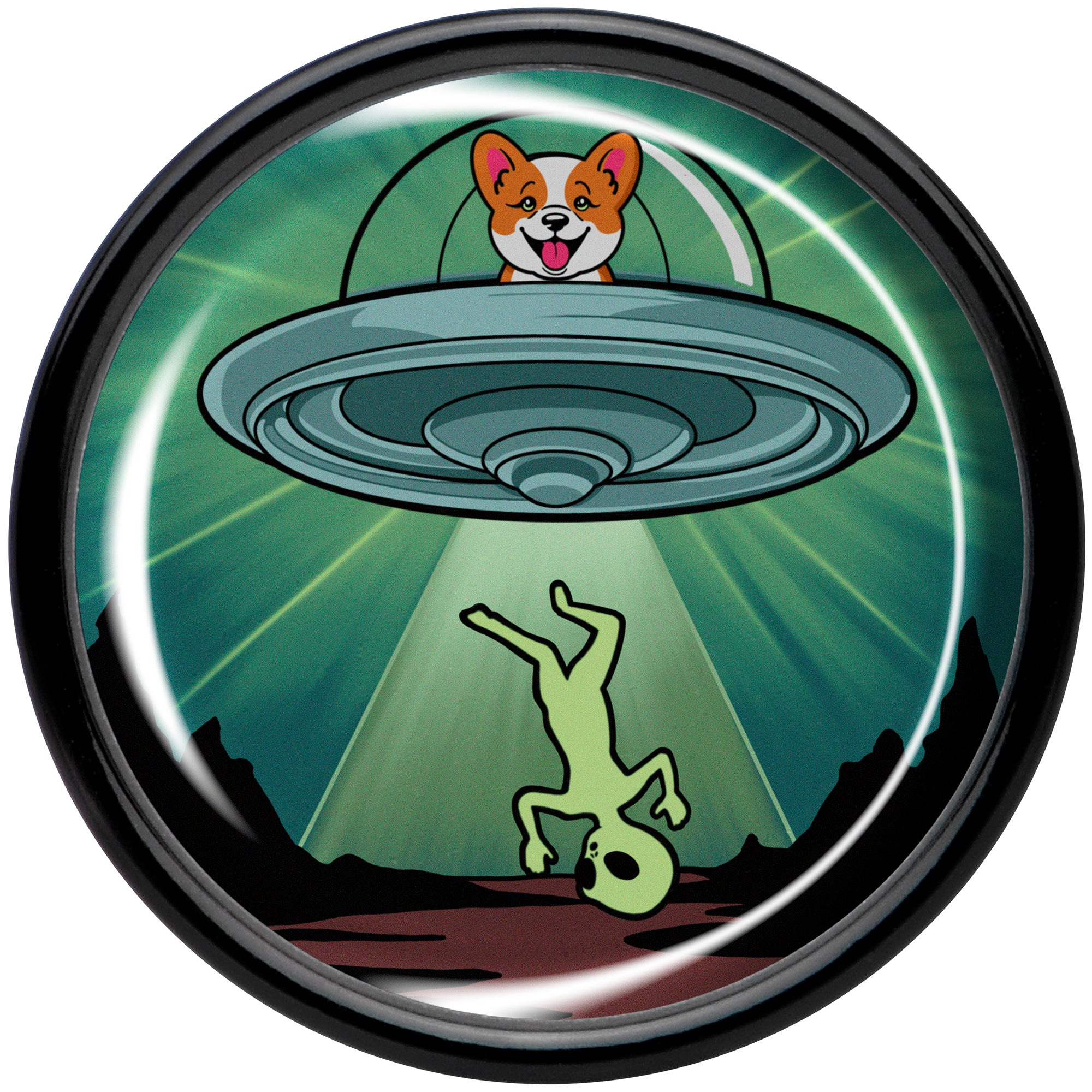 0G Reverse Alien UFO Abduction Black Acrylic Saddle Plug Set by Onyx O