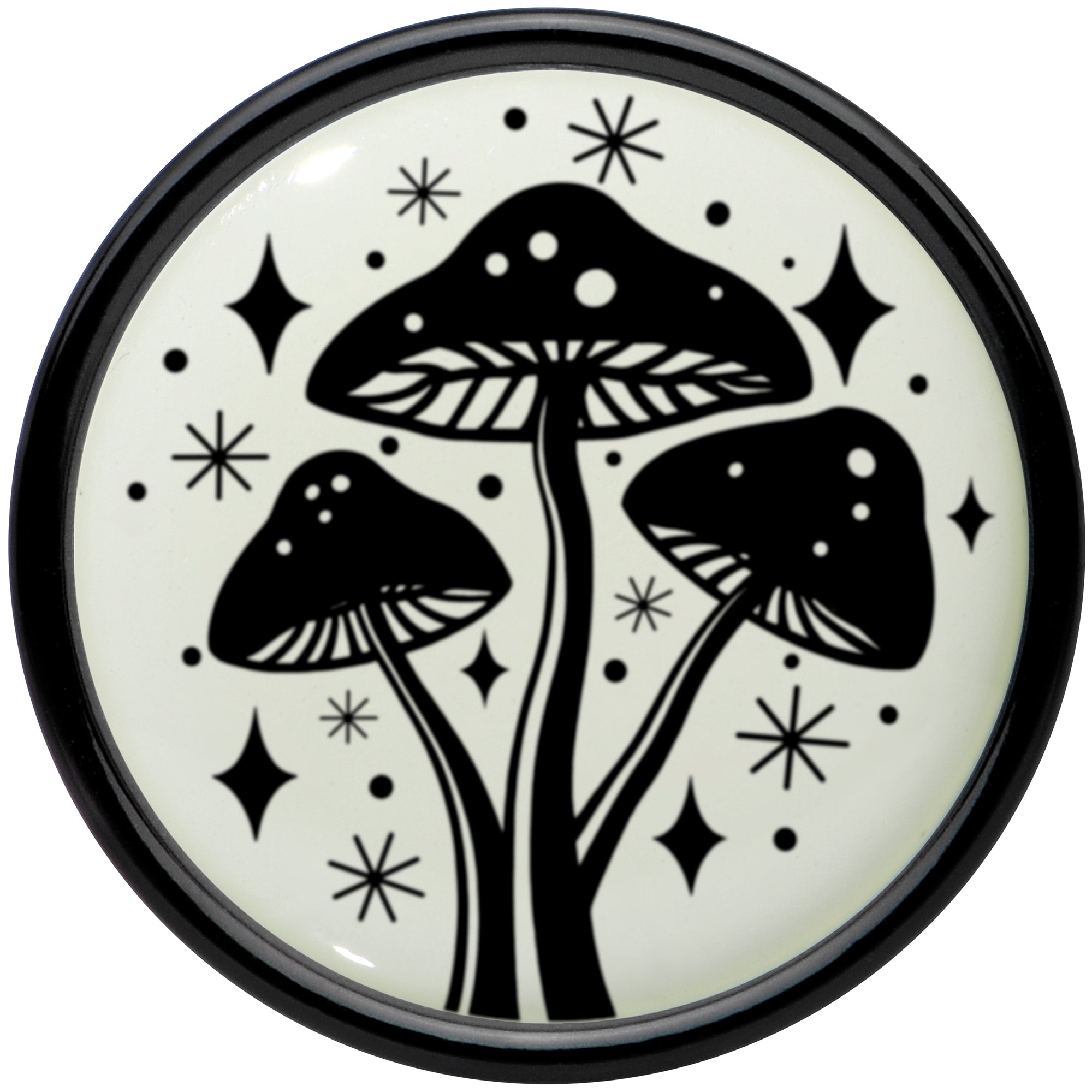 Glow in the Dark Mystic Mushroom Black Acrylic Saddle Plug Set by Onyx O