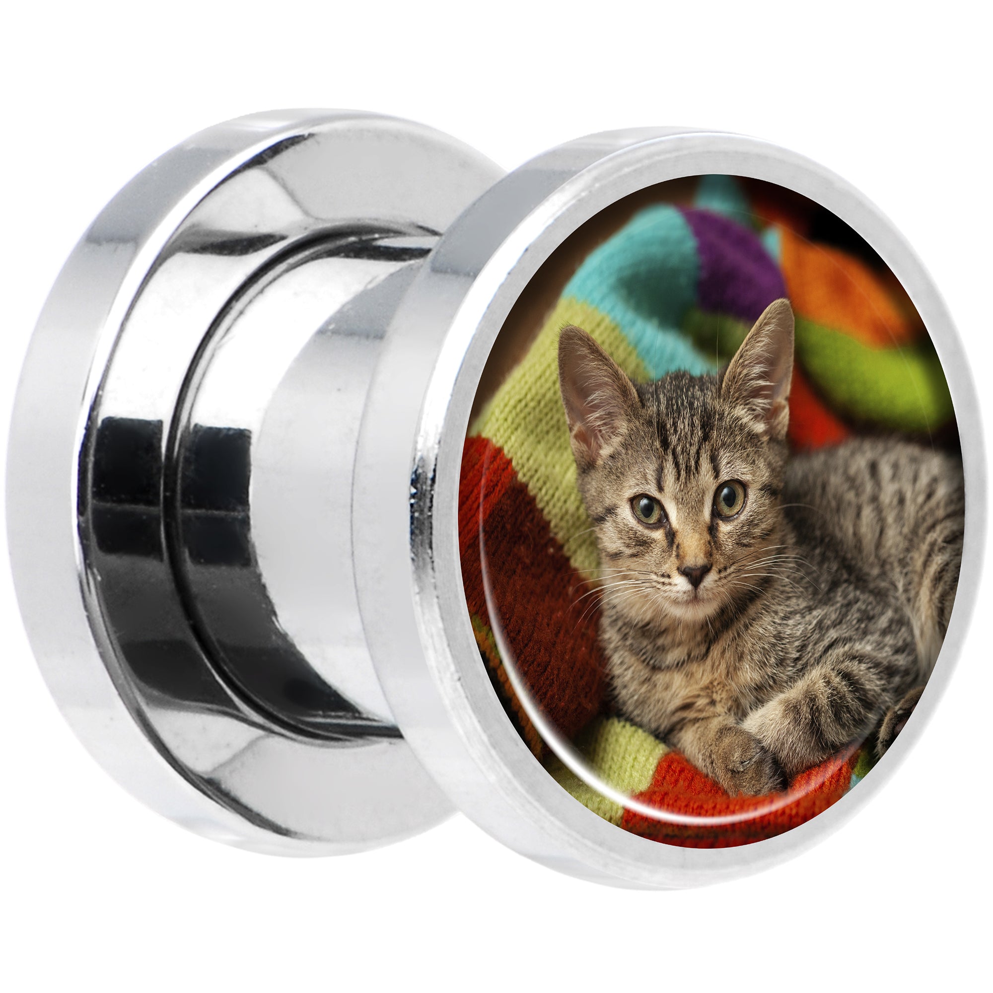 Stainless Steel Custom Photo Screw Fit Plug (buy 2 for a pair)