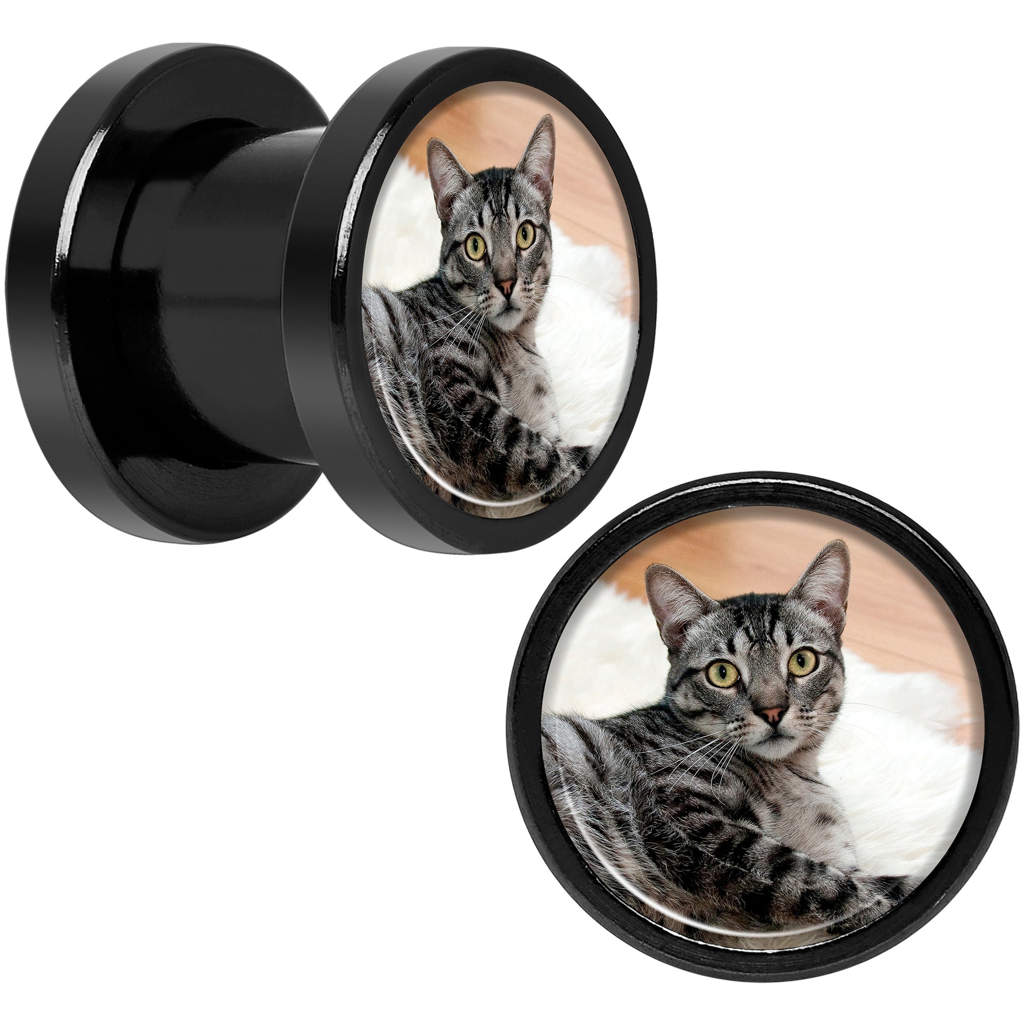 Anodized Black Titanium Custom Photo Screw Fit Plug - buy 2 for a pair