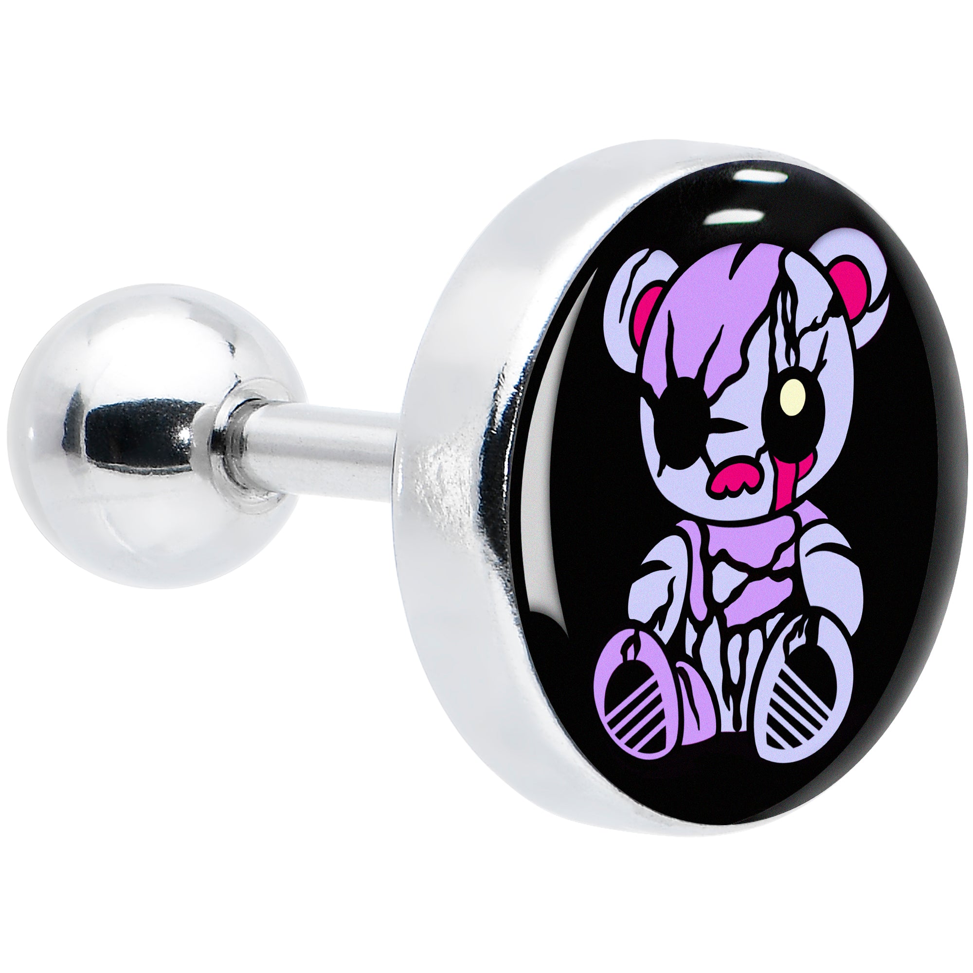 16G 1/4 Attitude Teddy Bear Tragus Cartilage Earring by Onyx O