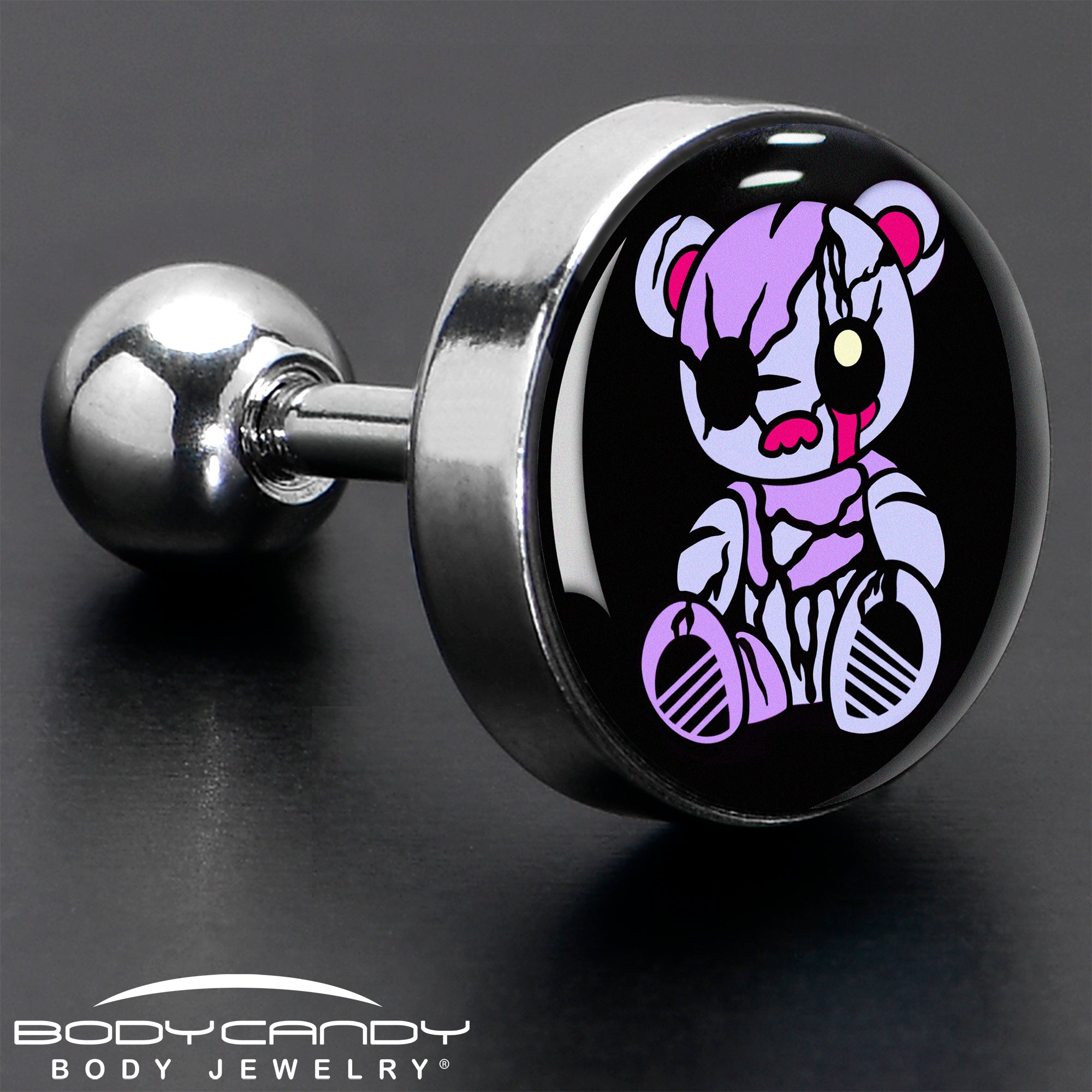 16G 1/4 Attitude Teddy Bear Tragus Cartilage Earring by Onyx O