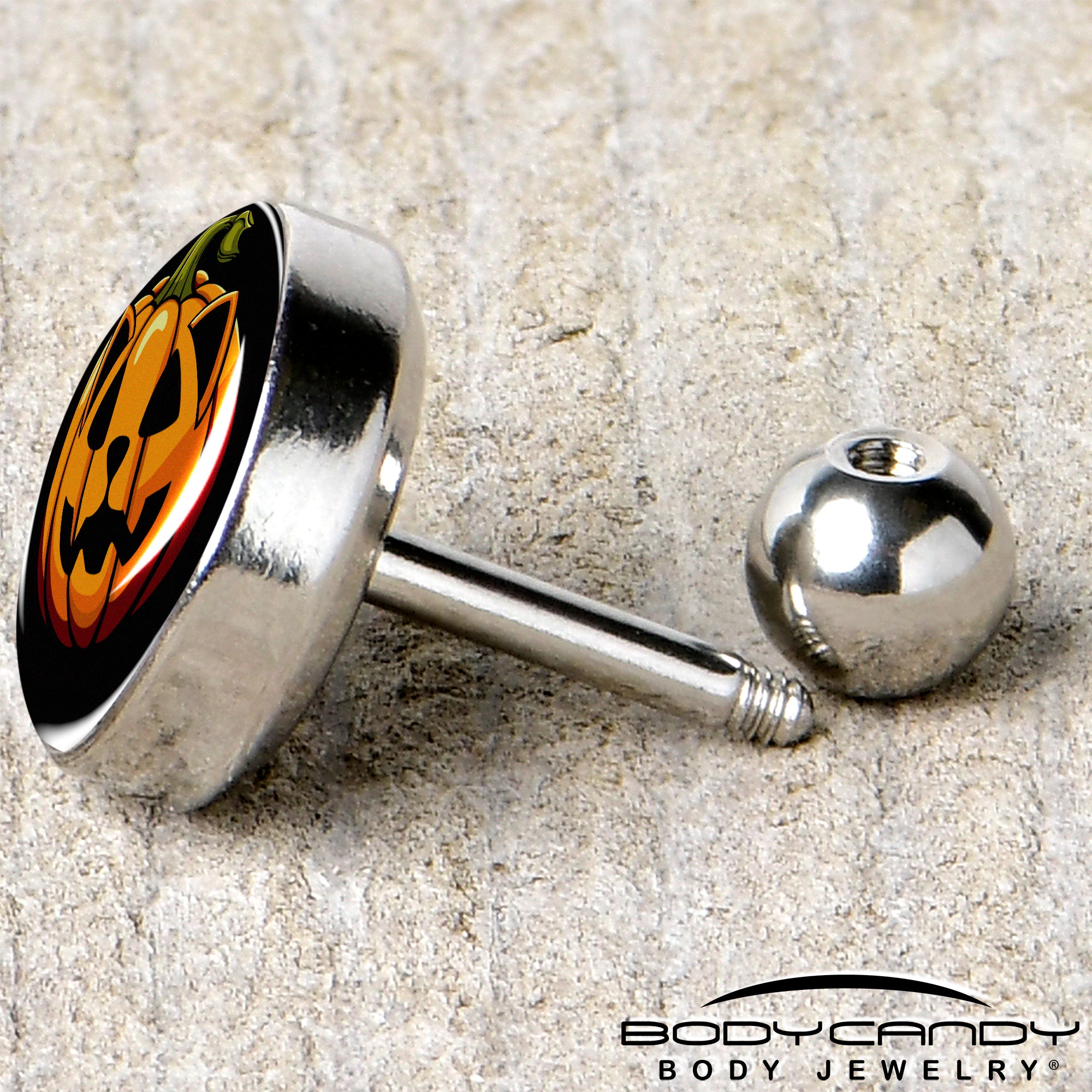 16G 1/4 Pumpkin Cat Jack-O-Lantern Tragus Cartilage Earring by Onyx O