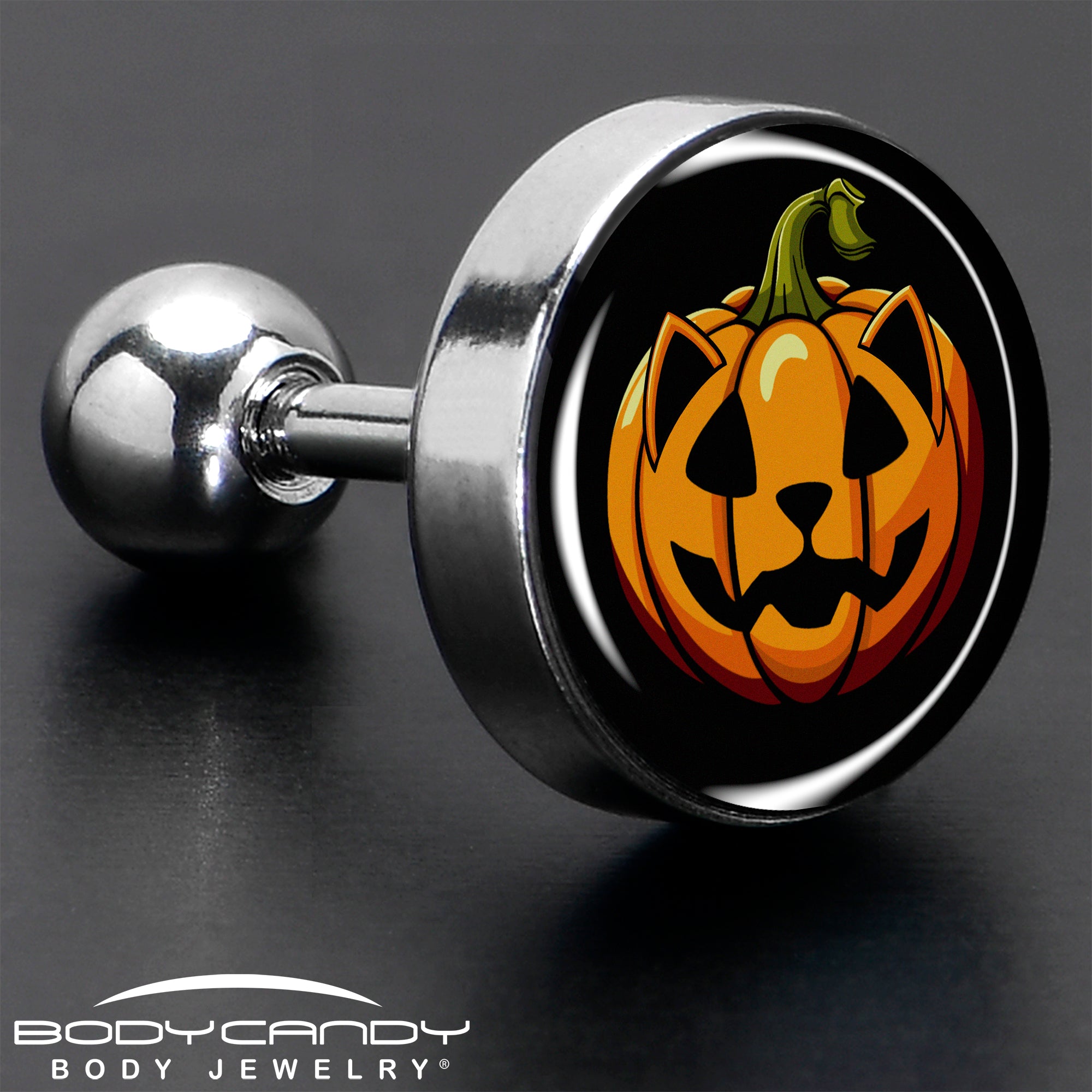 16G 1/4 Pumpkin Cat Jack-O-Lantern Tragus Cartilage Earring by Onyx O