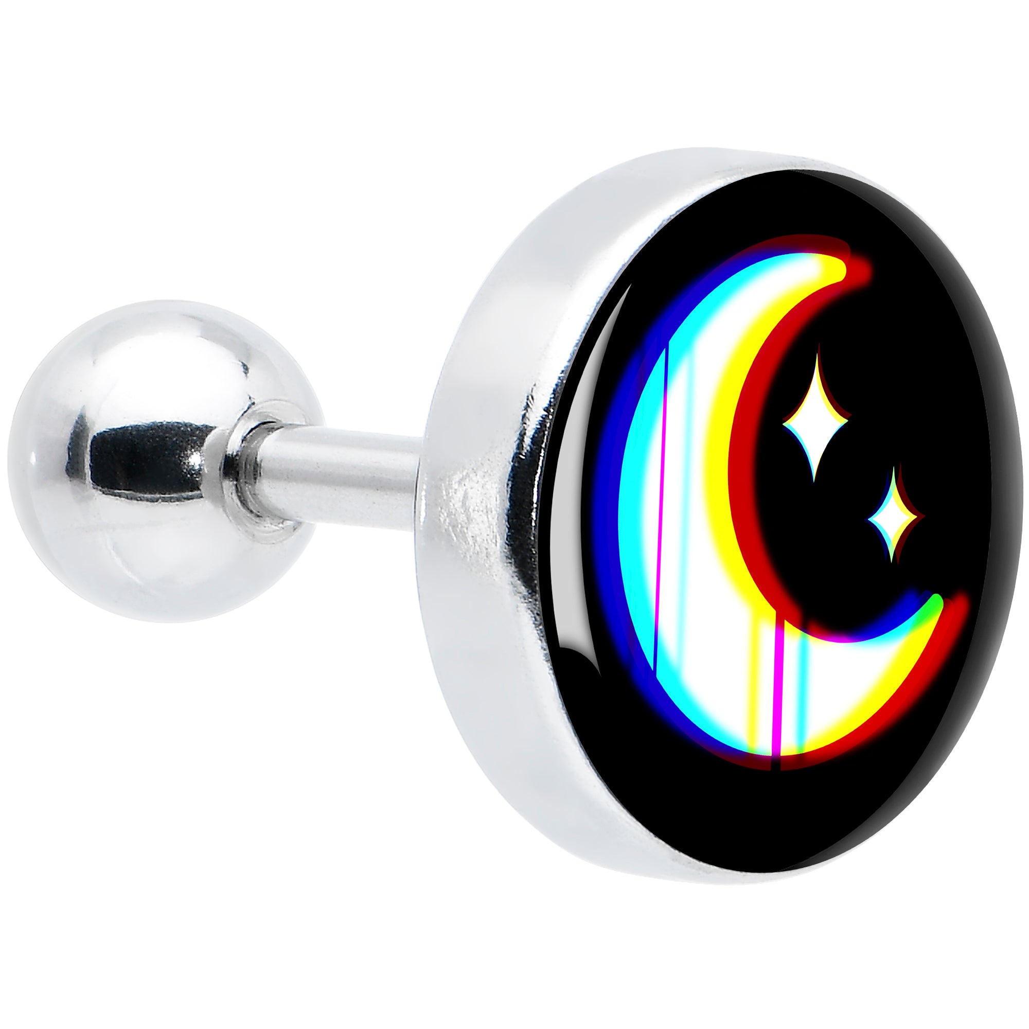 16G 1/4 Chromatic Moon Tragus Cartilage Earring by Onyx O