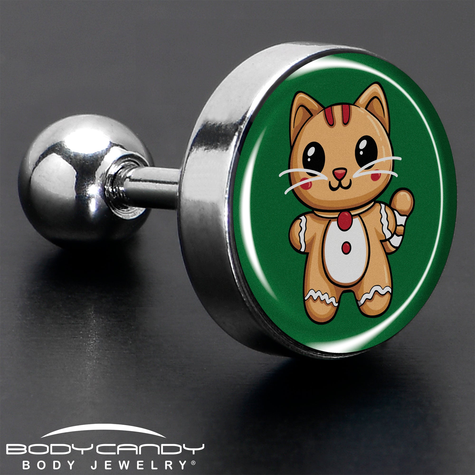 Christmas Gingerbread Cat Tragus Earring