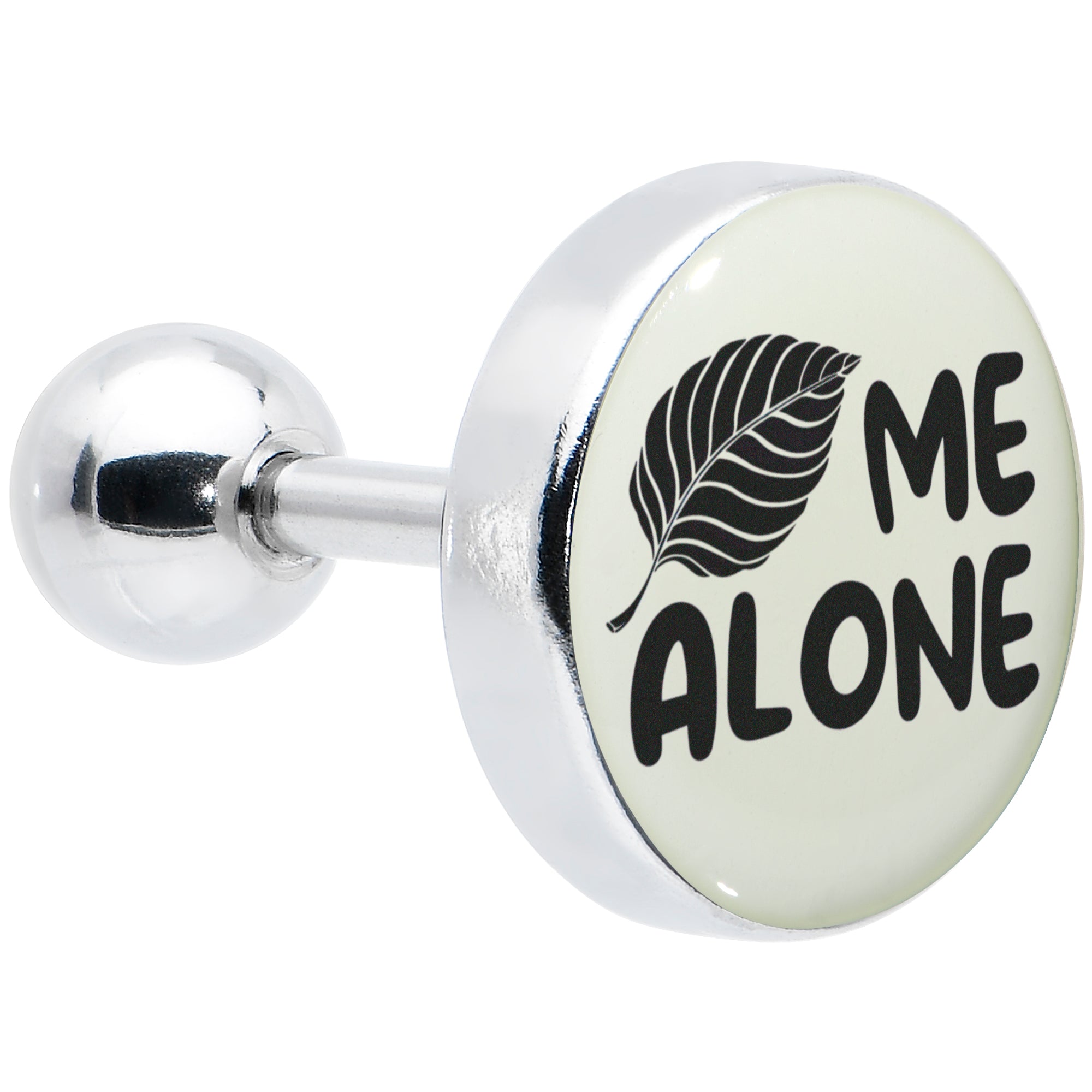 16G 1/4 Glow in the Dark Leaf Me Alone Tragus Cartilage Earring by Onyx O