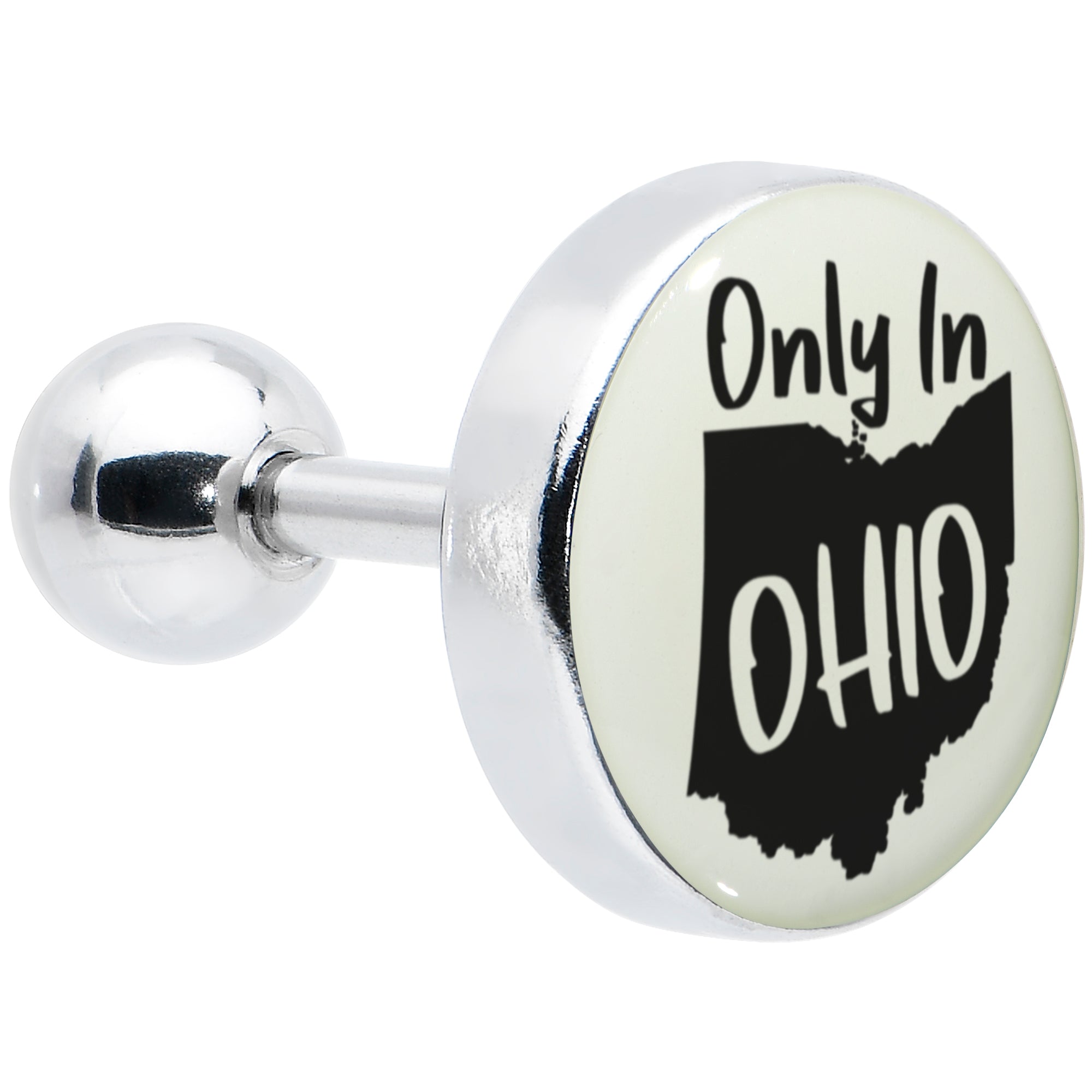 16G 1/4 Glow in the Dark Only in Ohio Tragus Cartilage Earring by Onyx O