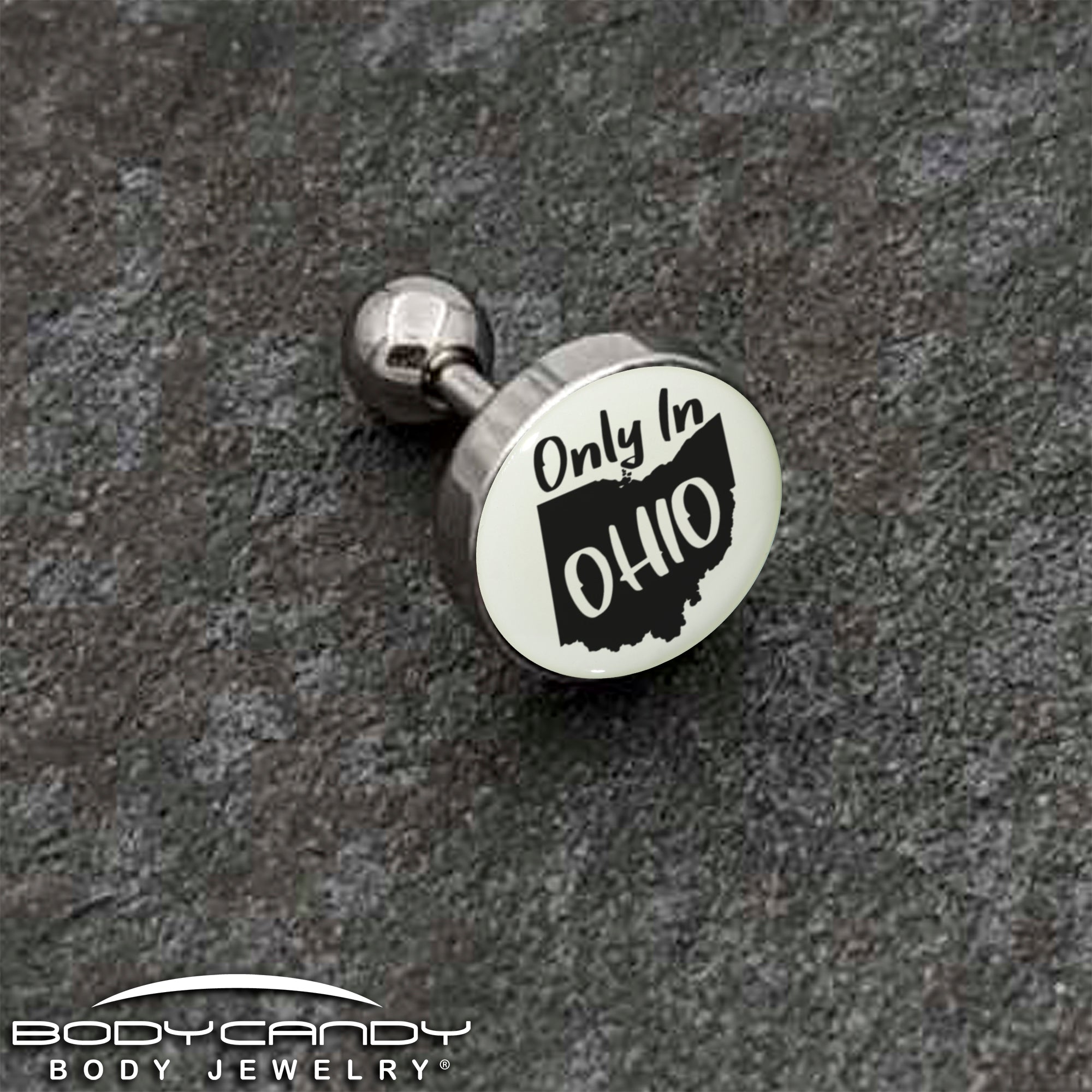 16G 1/4 Glow in the Dark Only in Ohio Tragus Cartilage Earring by Onyx O