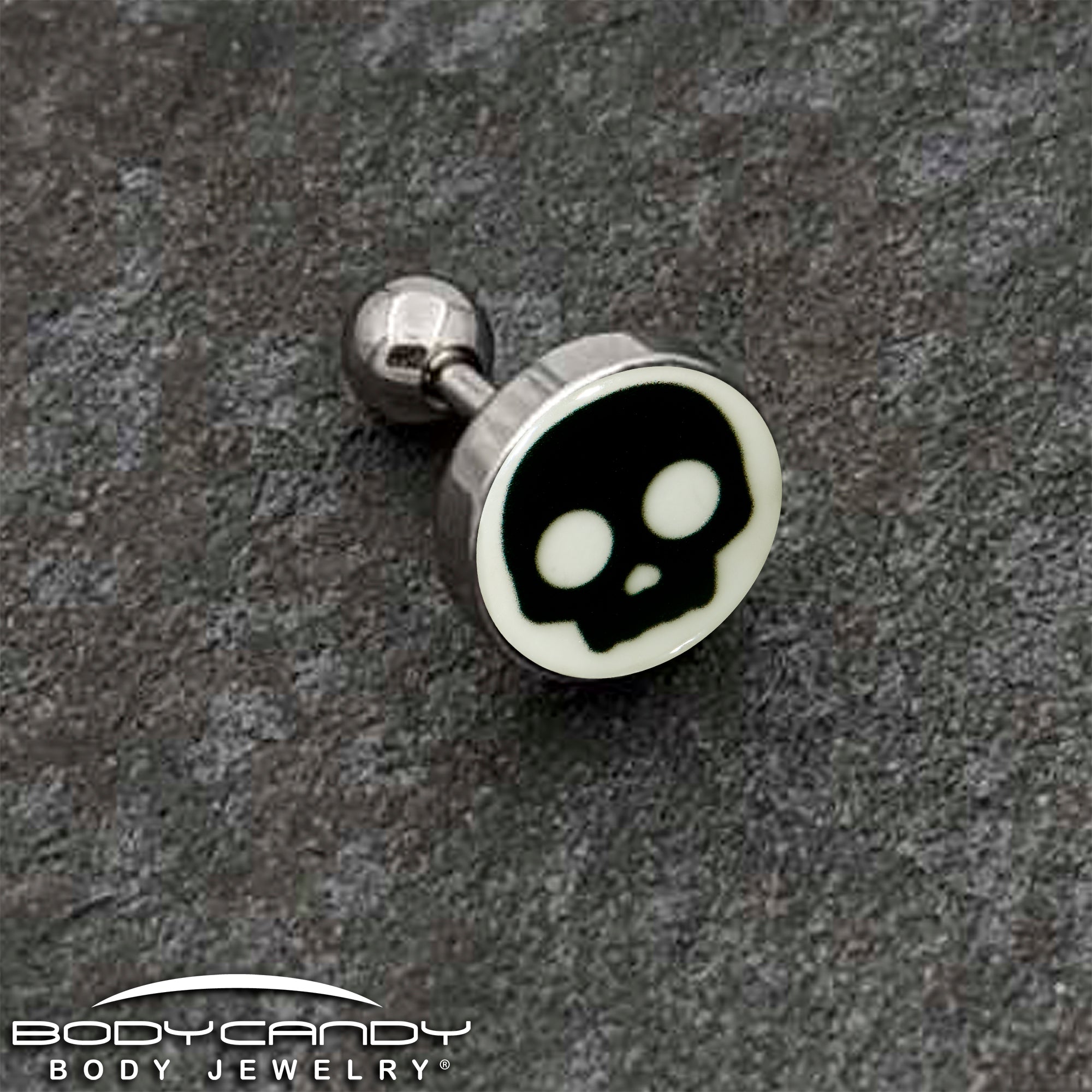 16G 1/4 Glow in the Dark Simple Skull Tragus Cartilage Earring by Onyx O