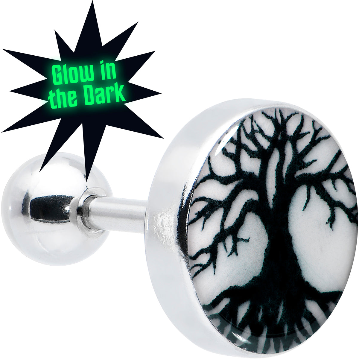 16G Glow in the Dark Tree of Life Tragus Cartilage Earring by Onyx O