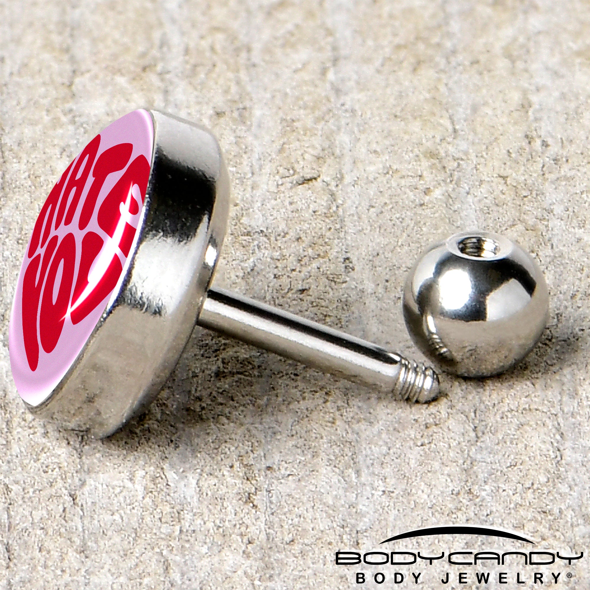 16G 1/4 Retro Text Hate You Tragus Cartilage Earring by Onyx O