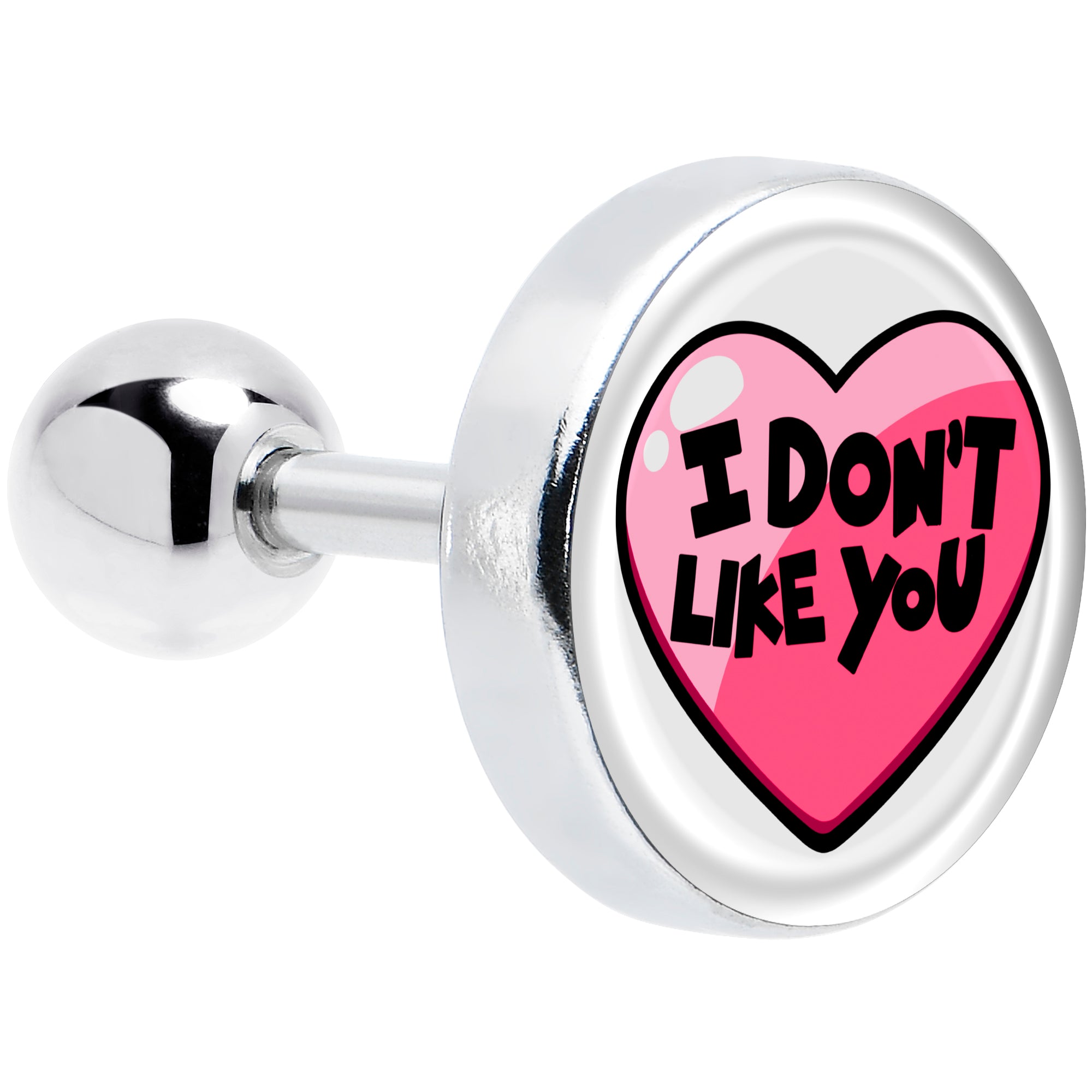 16 Gauge 1/4 I Dont Like You Valentine Heart Tragus Earring