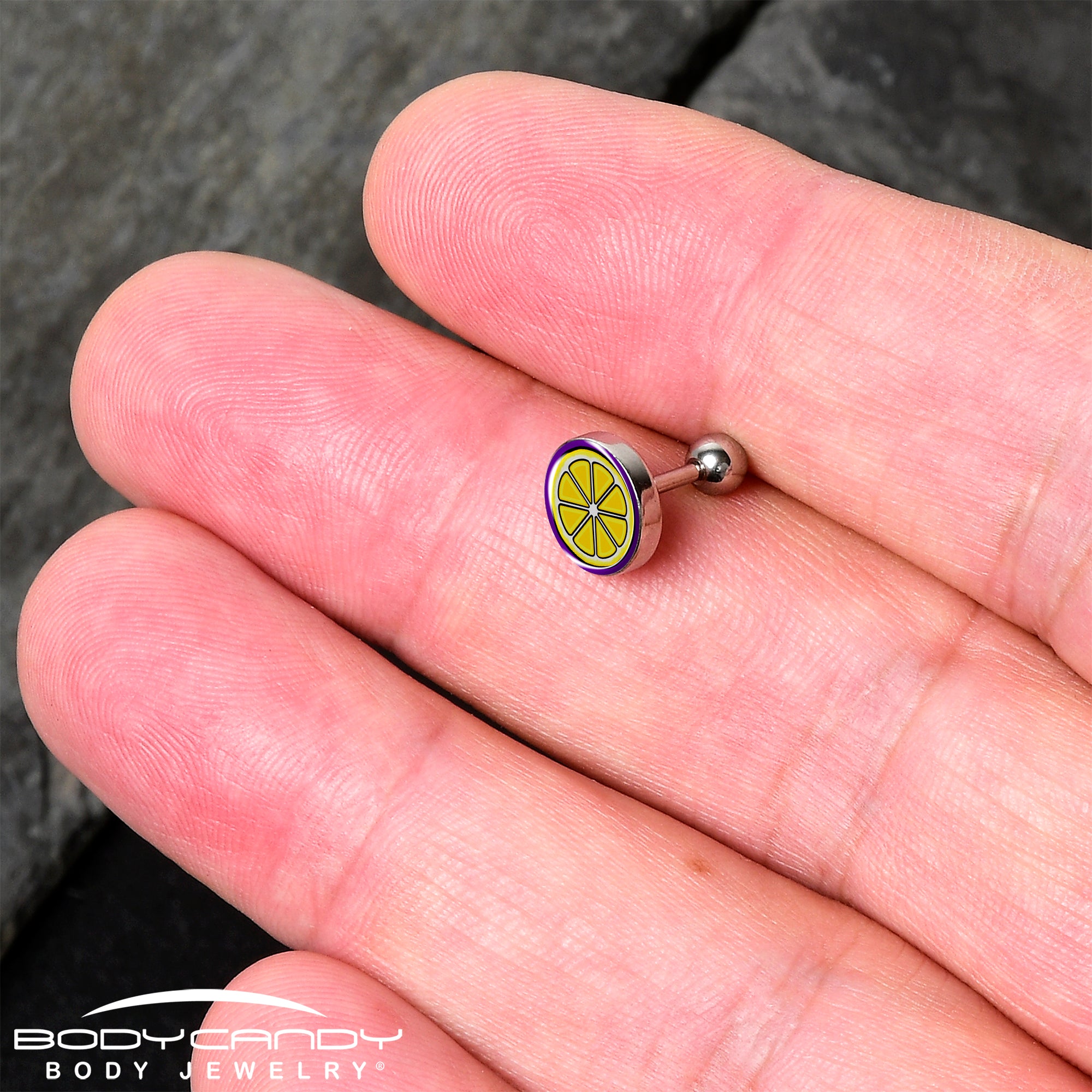 16G 1/4 Yellow Slice of Lemon Tragus Cartilage Earring by Onyx O