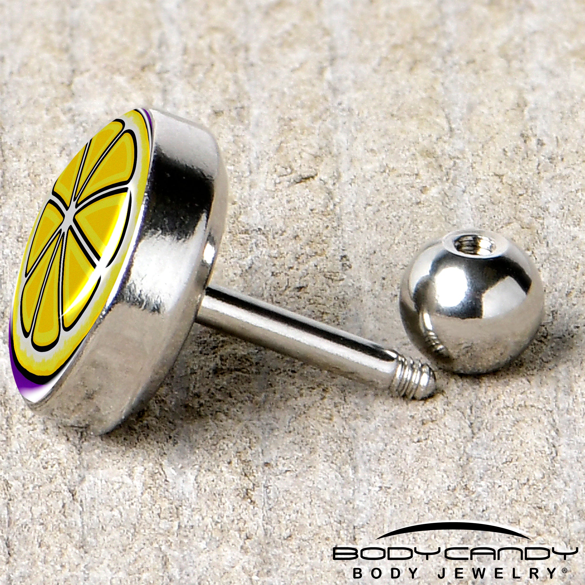 16G 1/4 Yellow Slice of Lemon Tragus Cartilage Earring by Onyx O