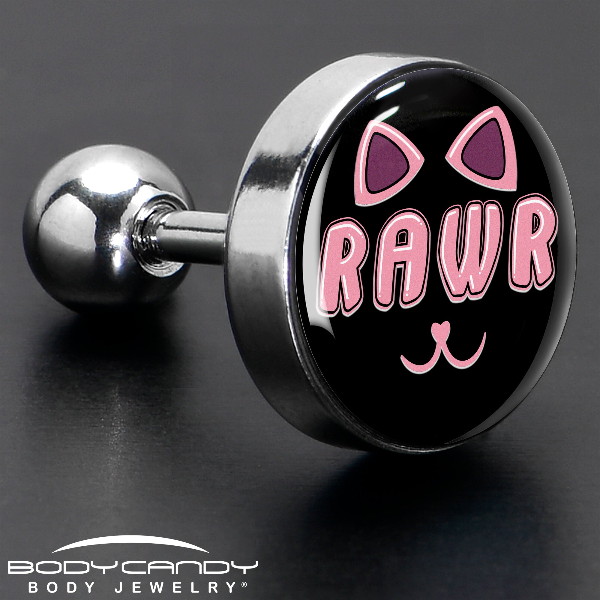 16G 1/4 RAWR Kittly Cat Tragus Cartilage Earring by Onyx O