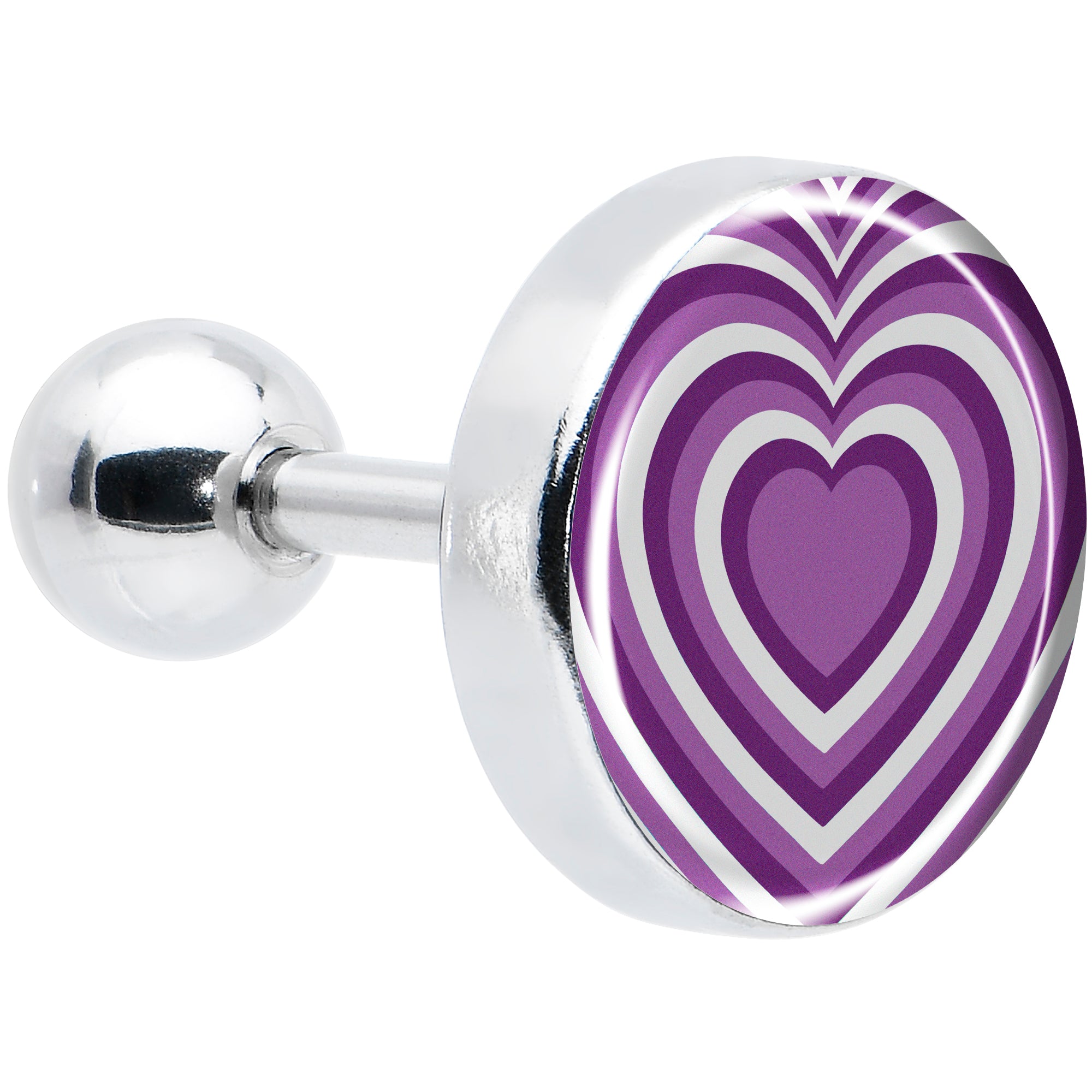 16G 1/4 Purple Retro Heart Tragus Cartilage Earring by Onyx O