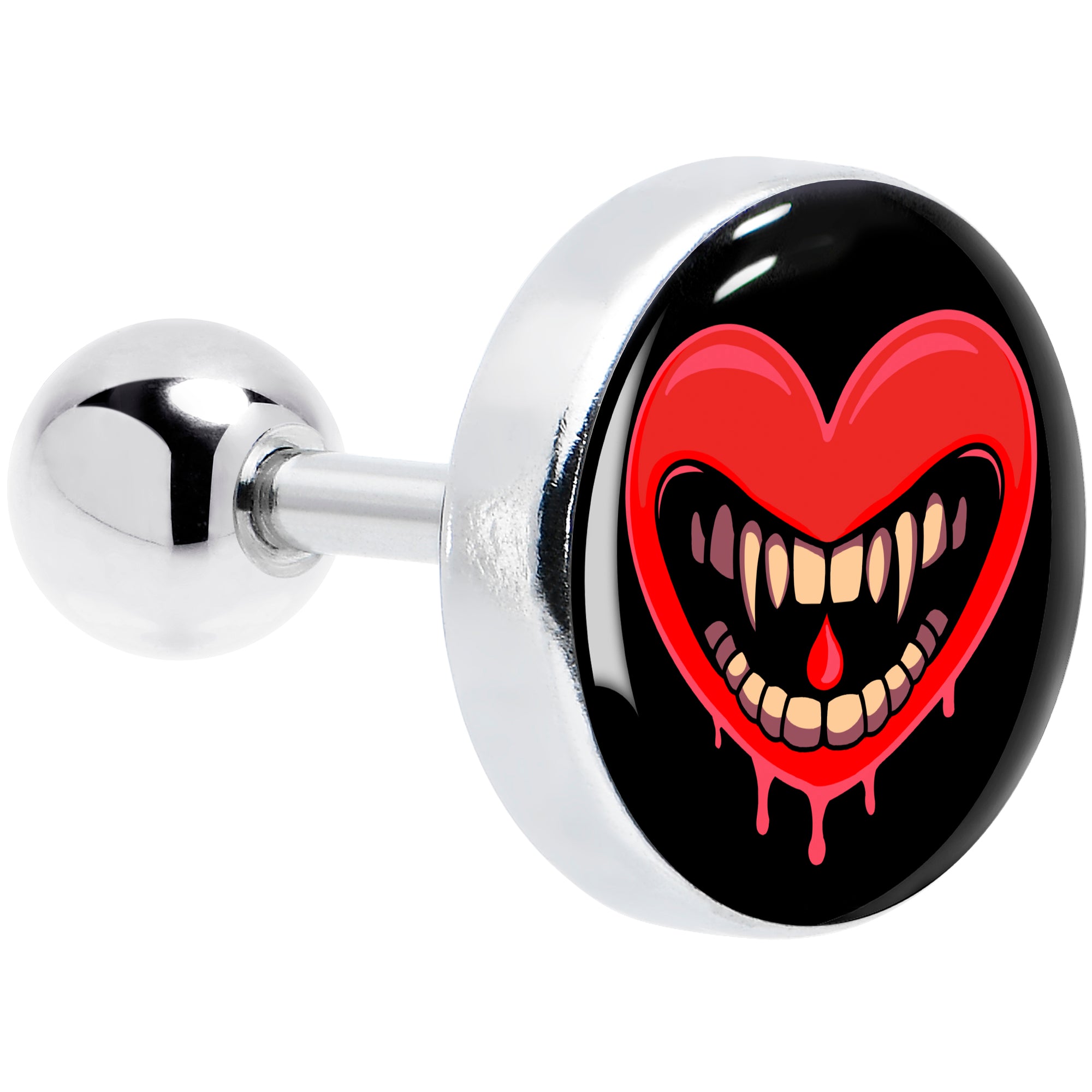 16 Gauge 1/4 Valentine Heart Vampire Tragus Cartilage Earring