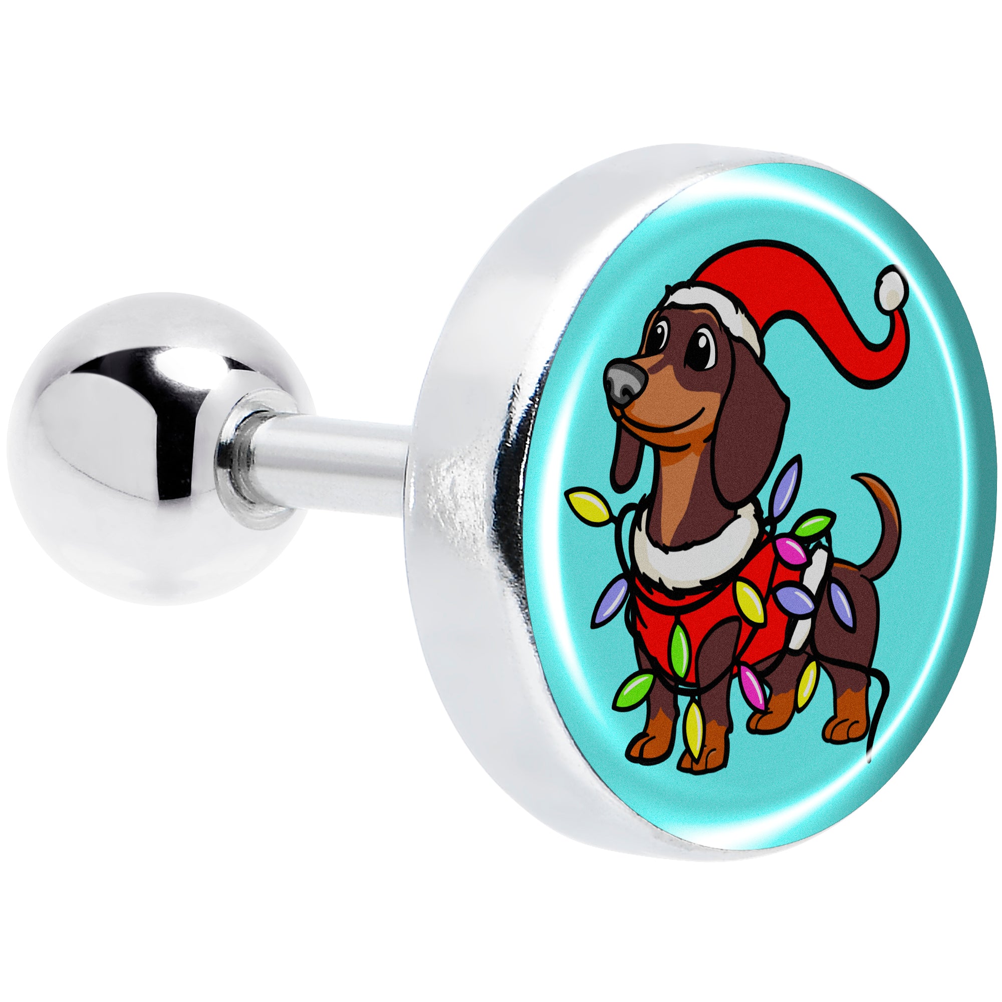 Christmas Holiday Weiner Dog Tragus Cartilage Earring