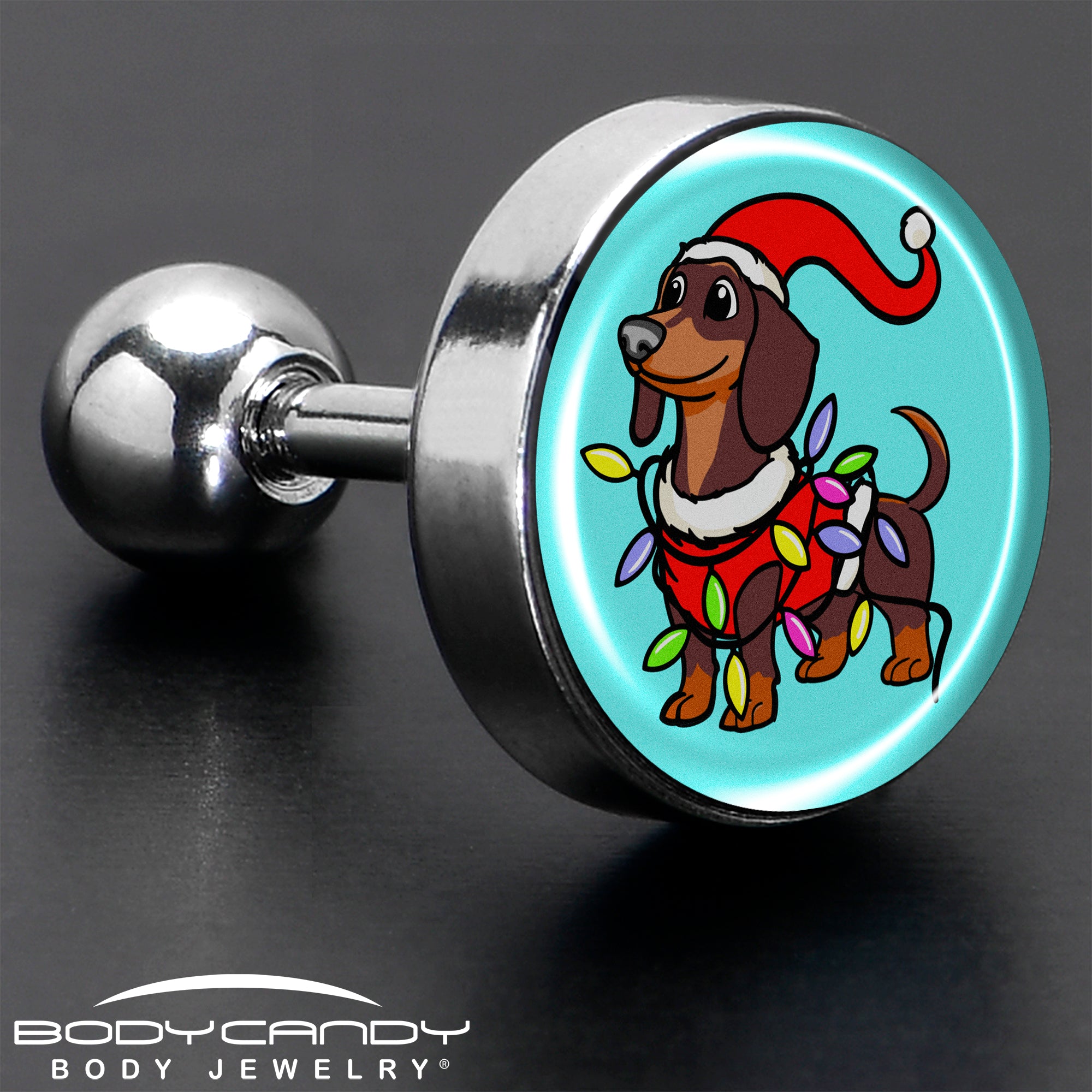 Christmas Weiner Dog Tragus Piercing Earring