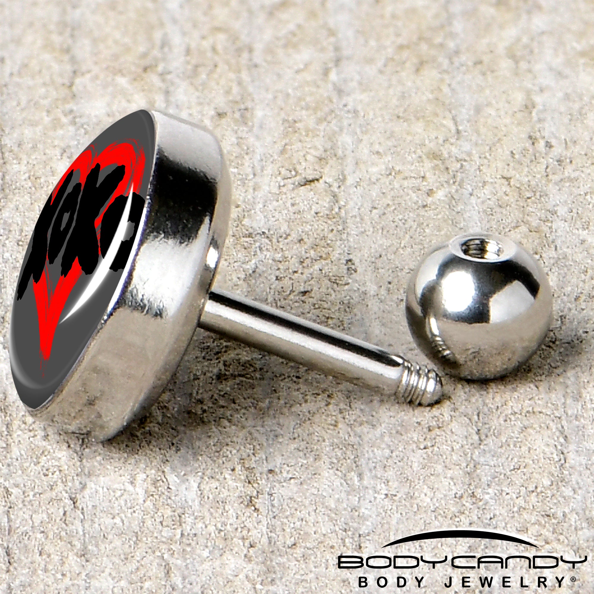 16G 1/4 XOXO Heart Tragus Cartilage Earring by Onyx O