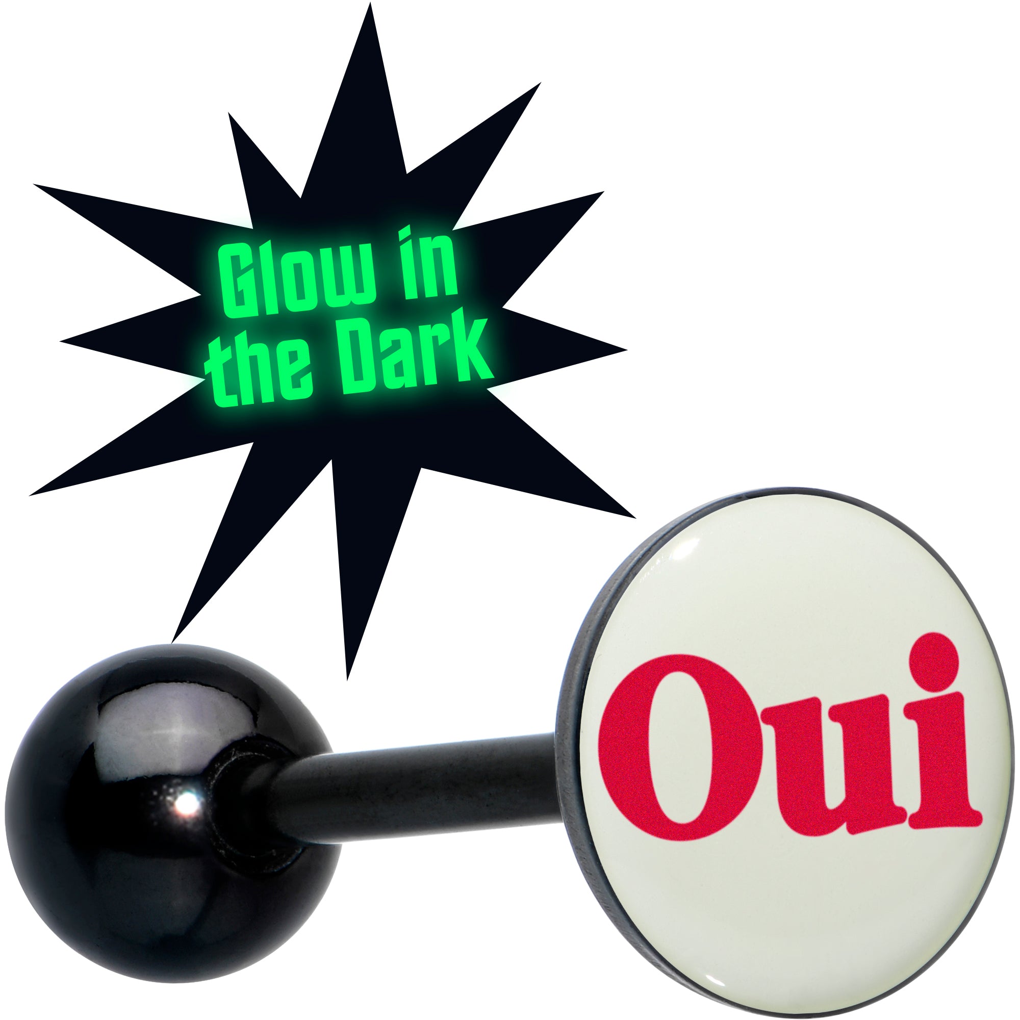 Black anodized glow-in-the-dark stud earrings