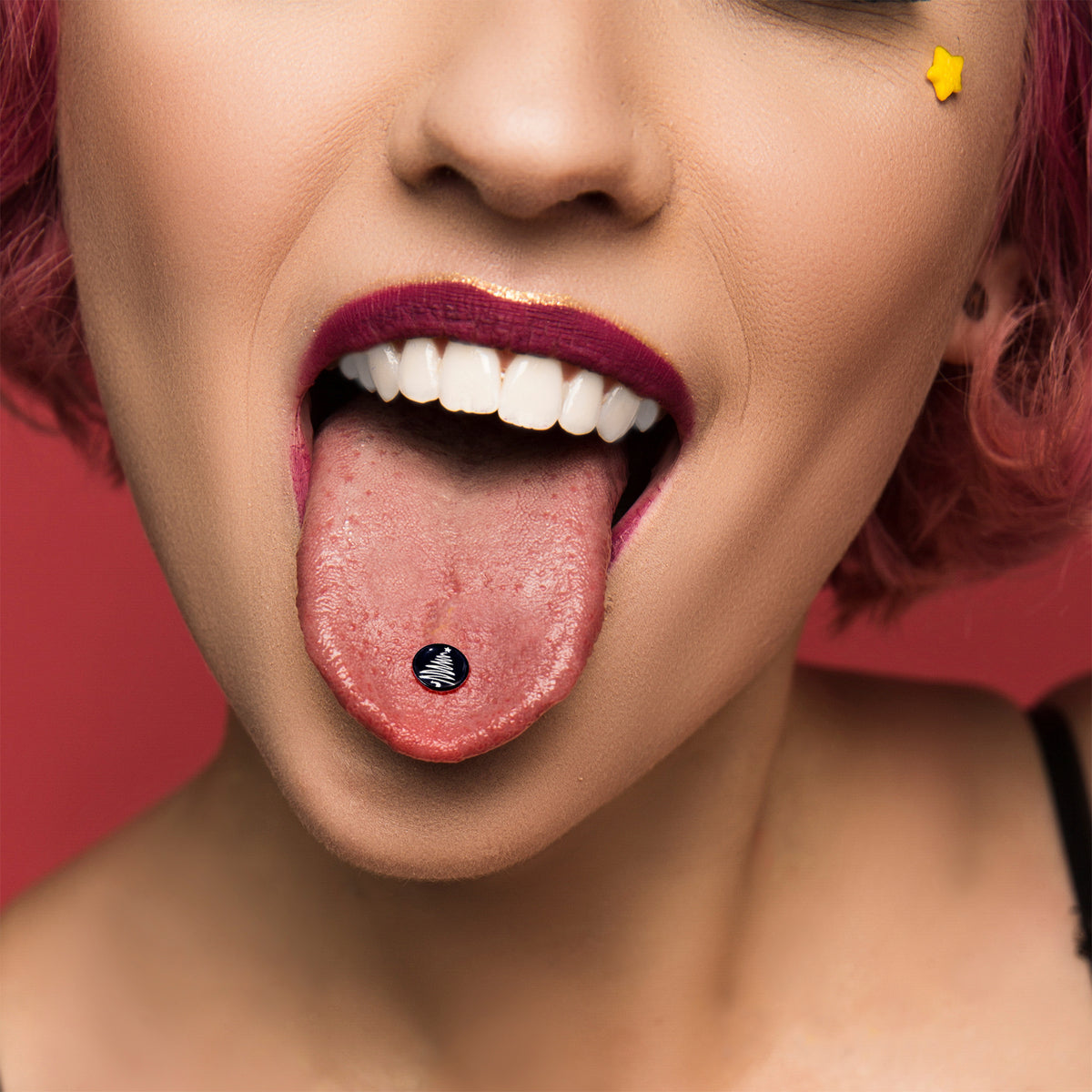 Black Glow in the Dark Holiday Christmas Tree Tongue Ring by Onyx O