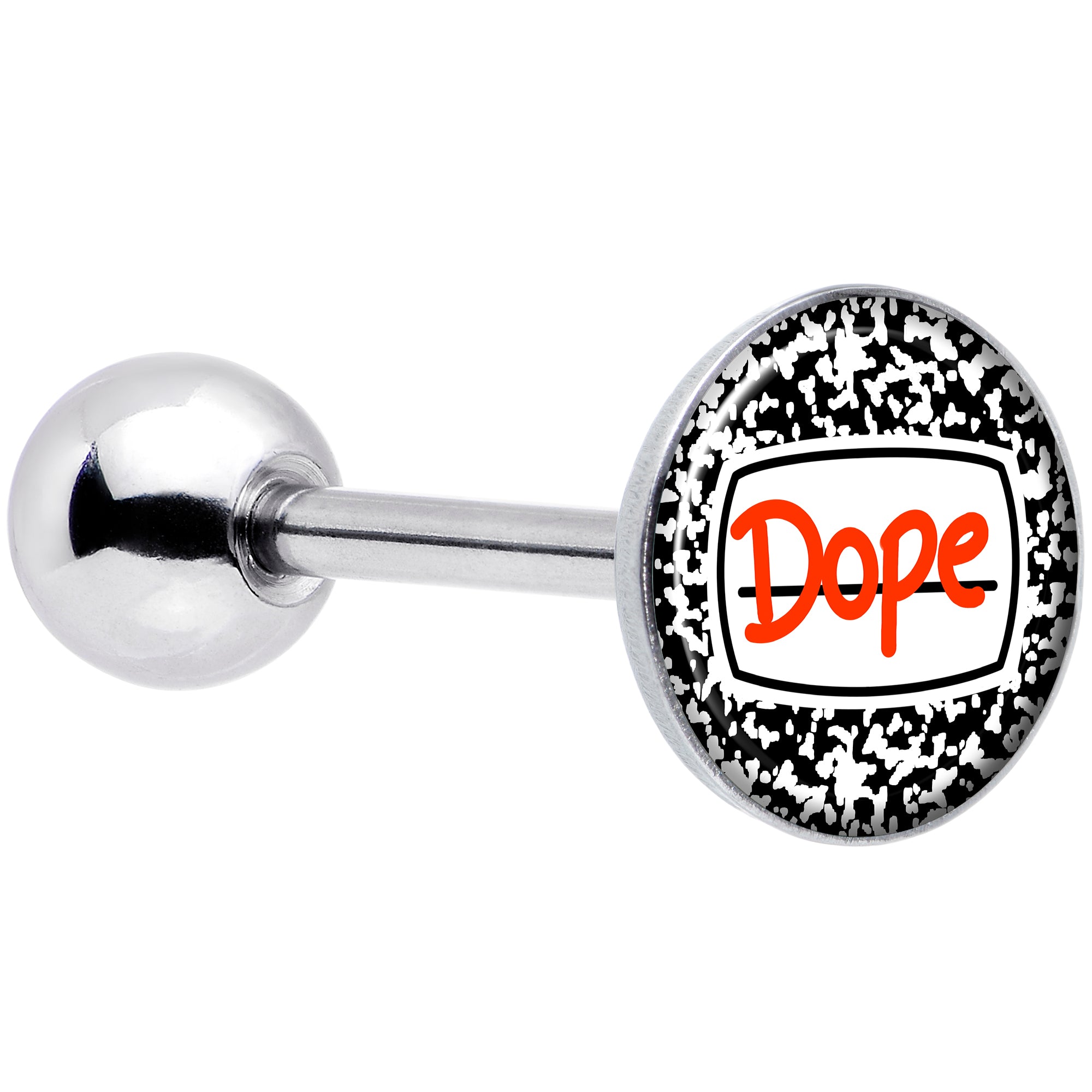 Dope Composition Notebook Barbell Tongue Ring by Onyx O