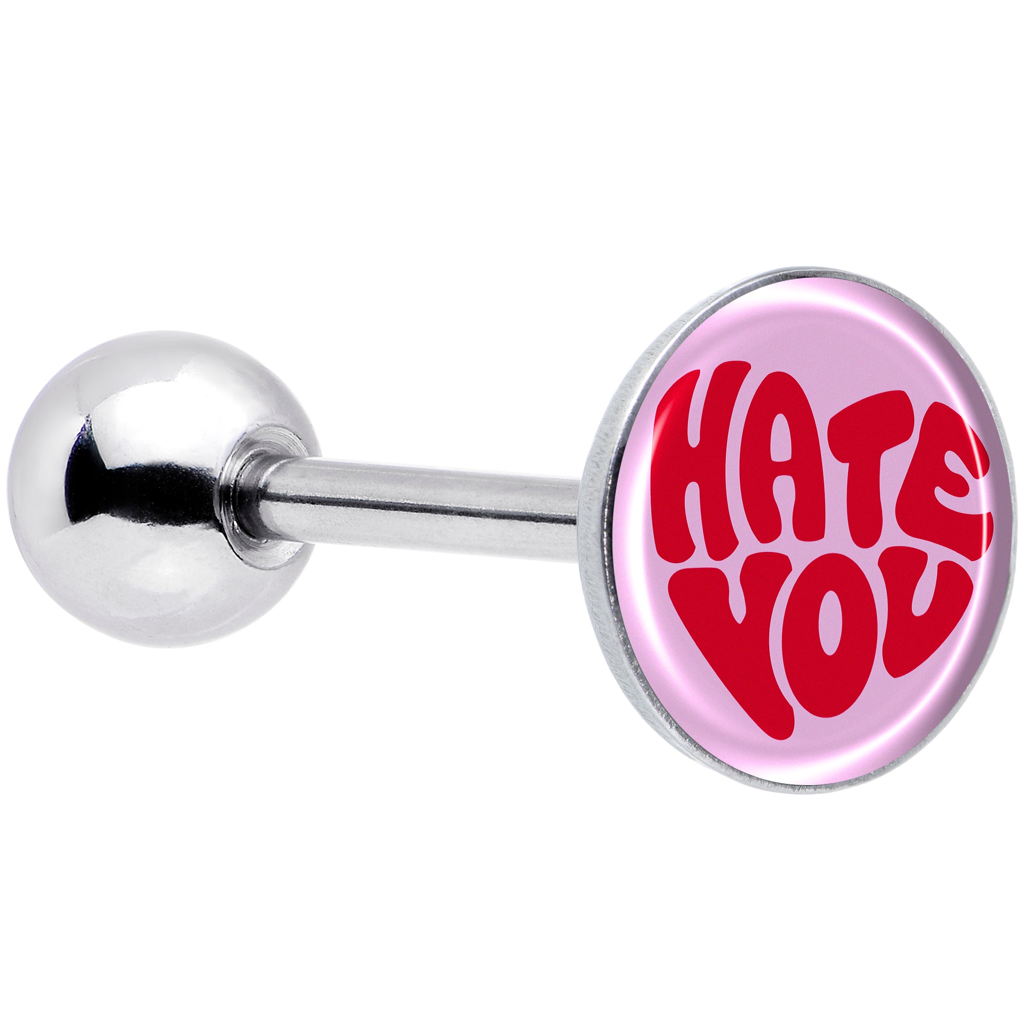 Retro Text Hate You Barbell Tongue Ring by Onyx O