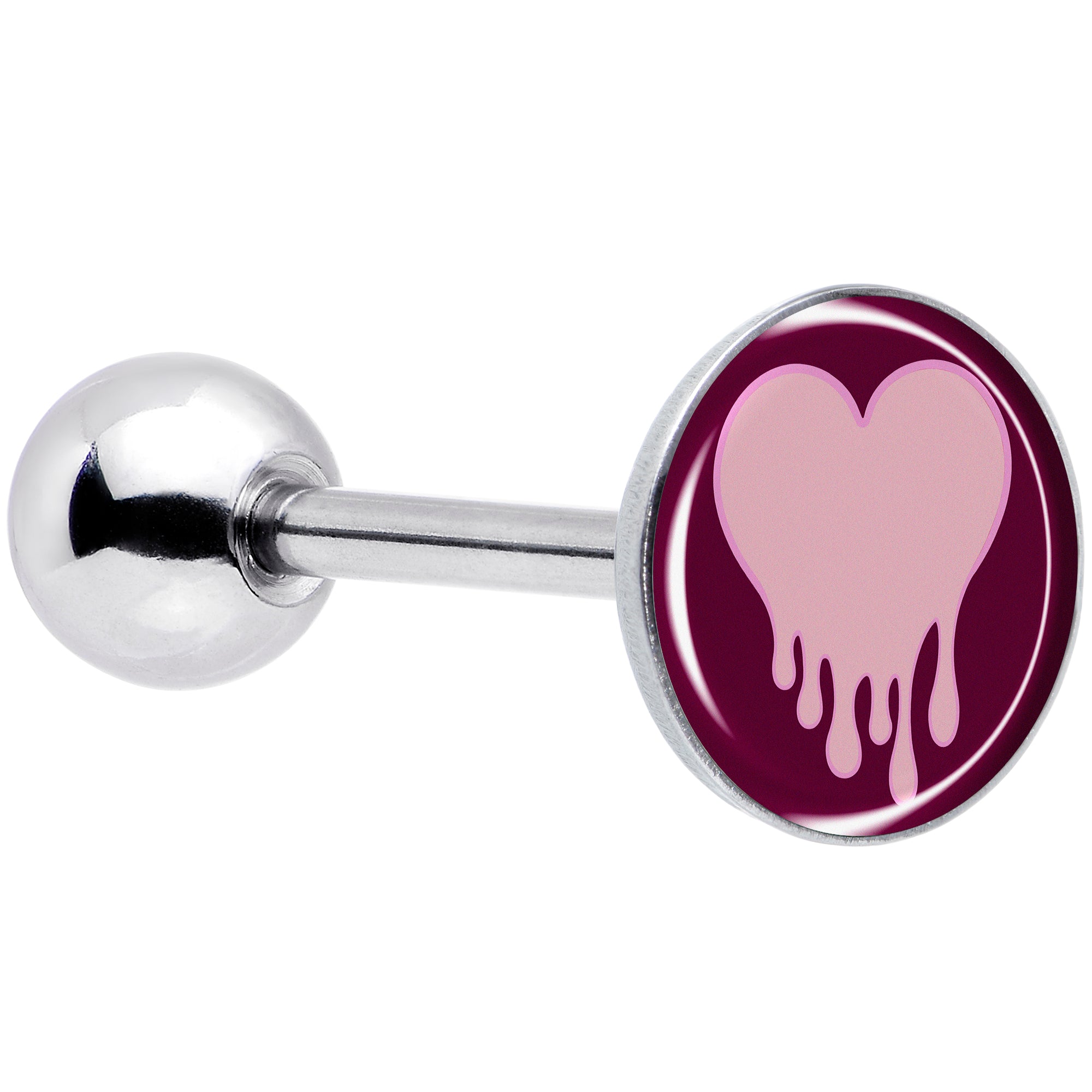 Pinkish Melting Heart Barbell Tongue Ring by Onyx O