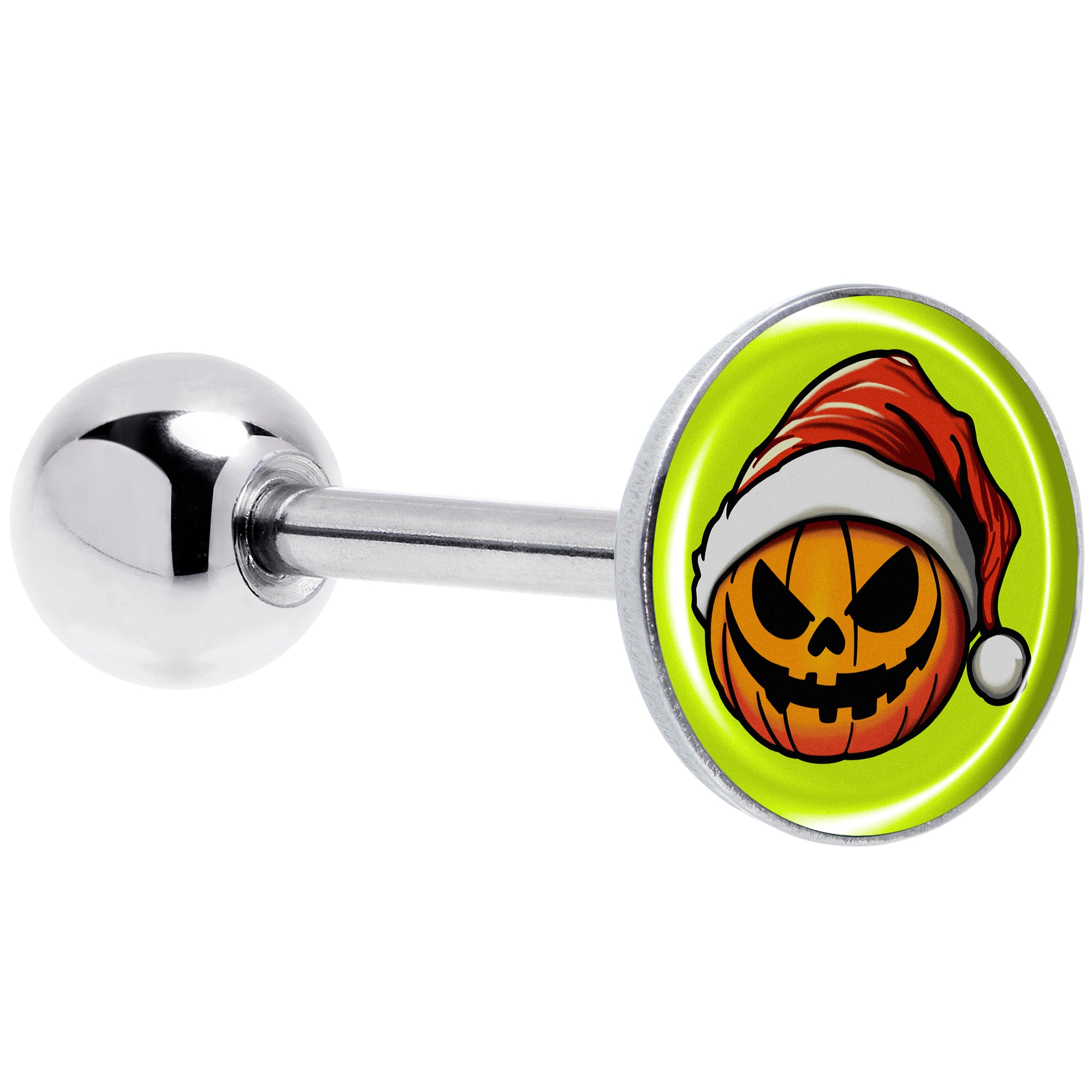 Christmas holiday santa hat pumpkin barbell tongue ring