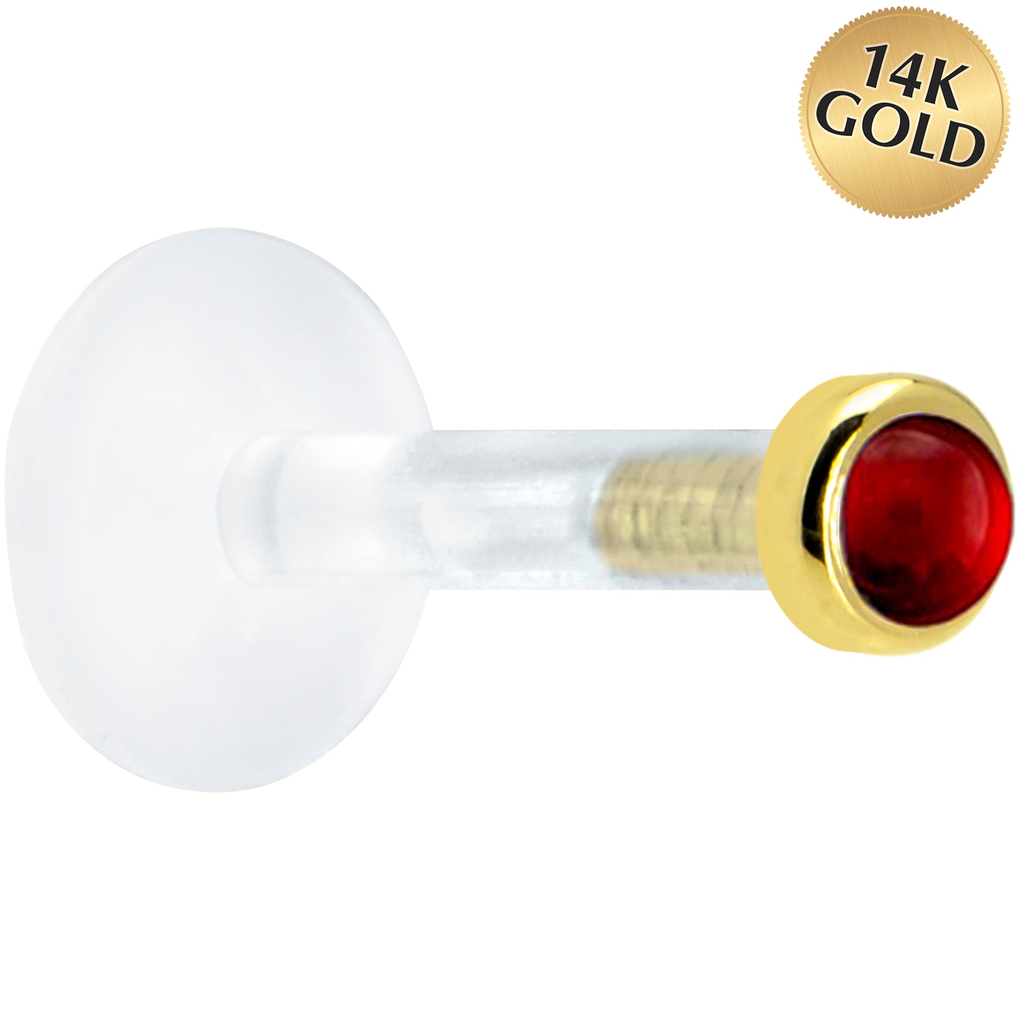 Solid 14K Yellow Gold 2mm Genuine Ruby Bioplast Push in Monroe