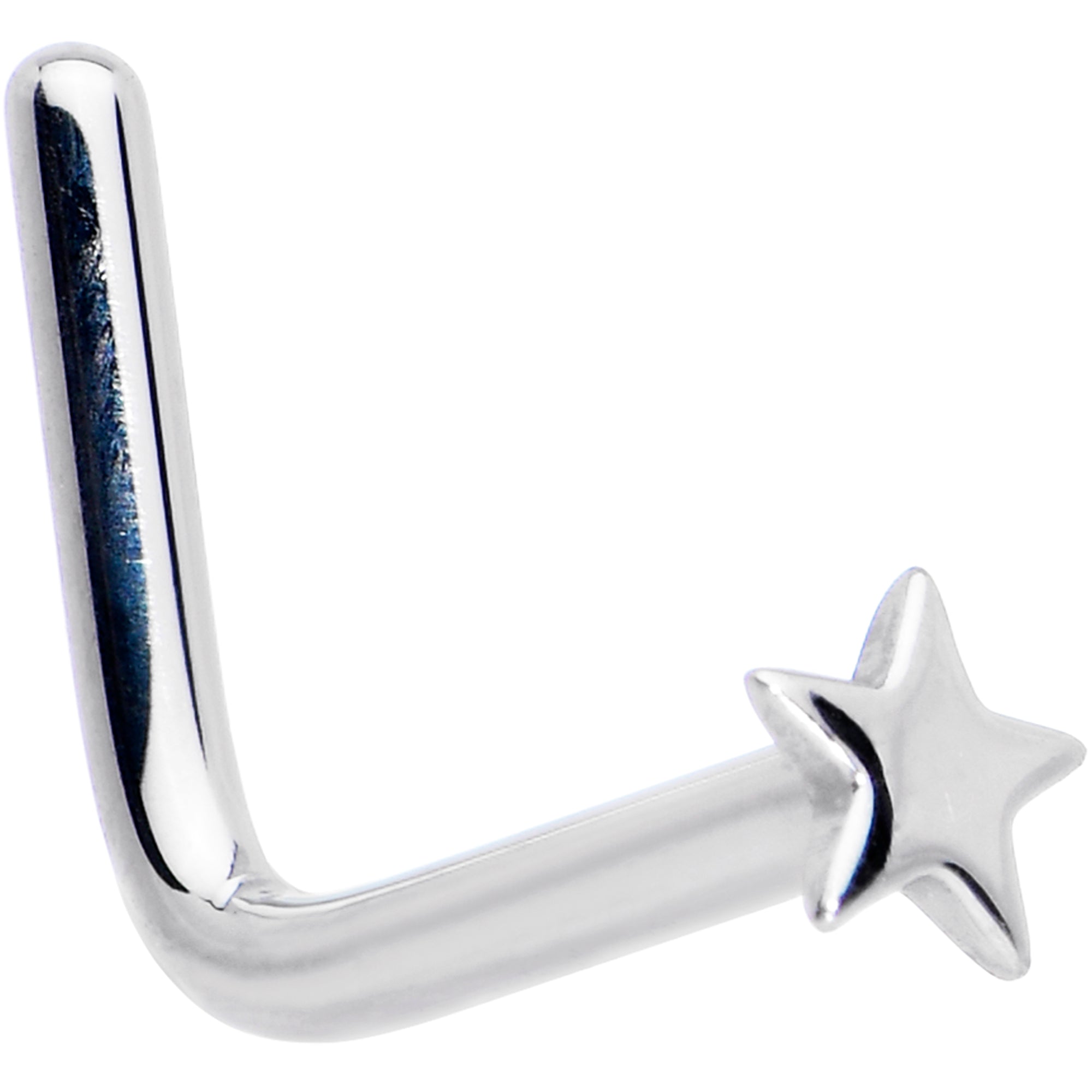Solid 14KT White Gold Star Nose Ring
