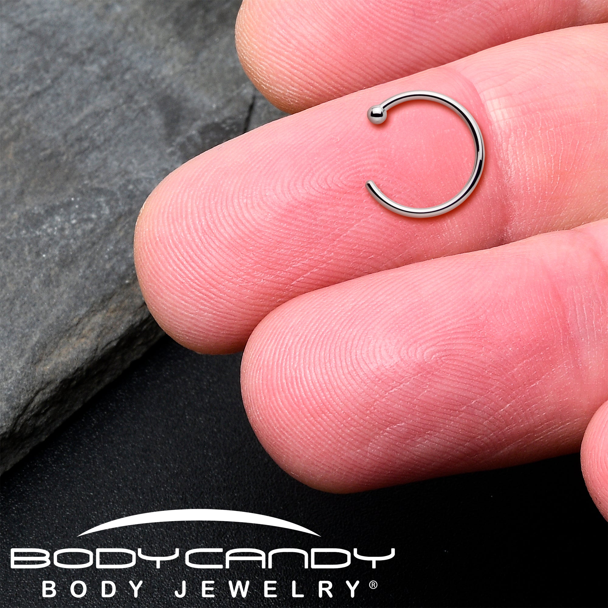 20G 3/8 Solid 18K White Gold Nose Hoop