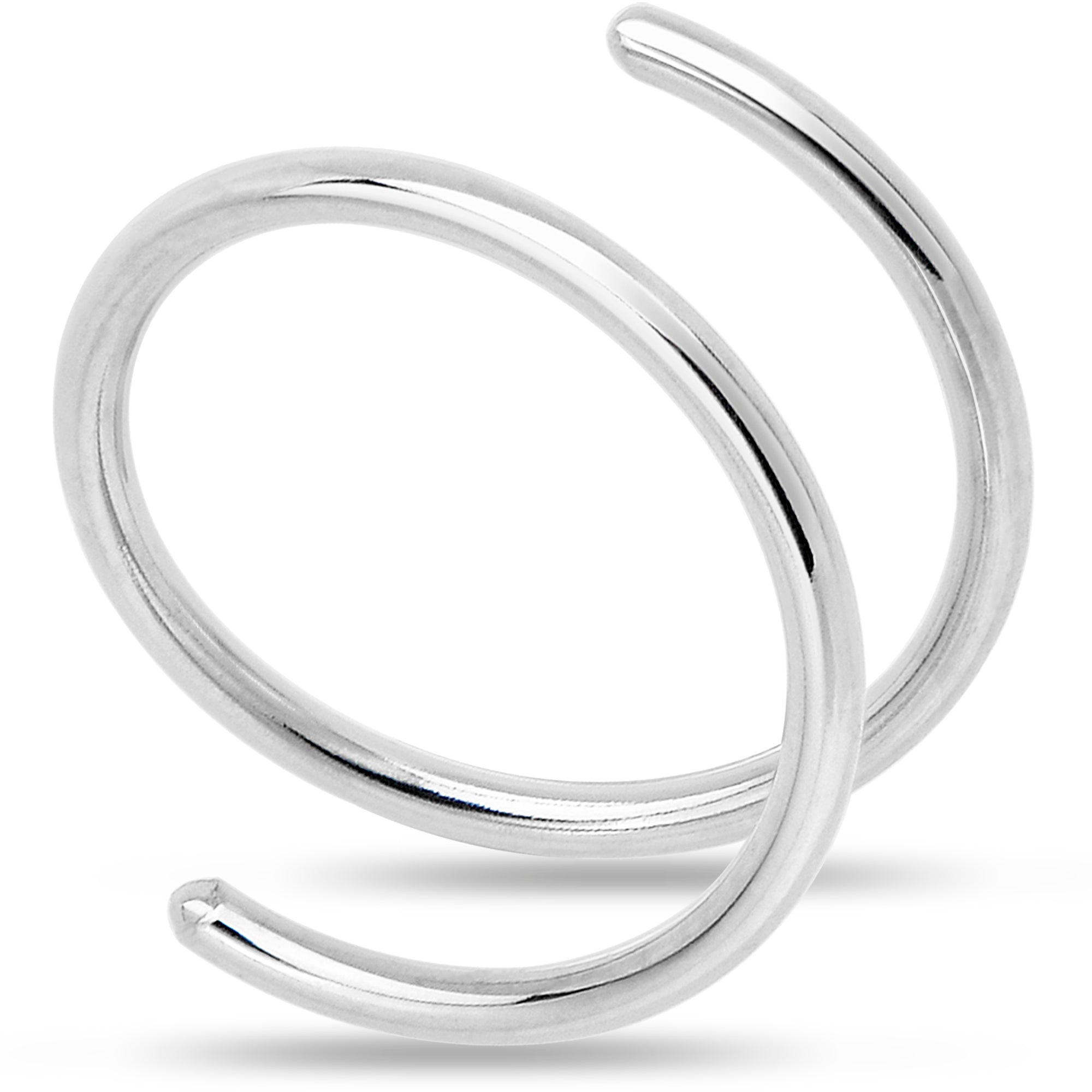 14k Solid White Gold Double Hoop Nose Spiral Nose Ring