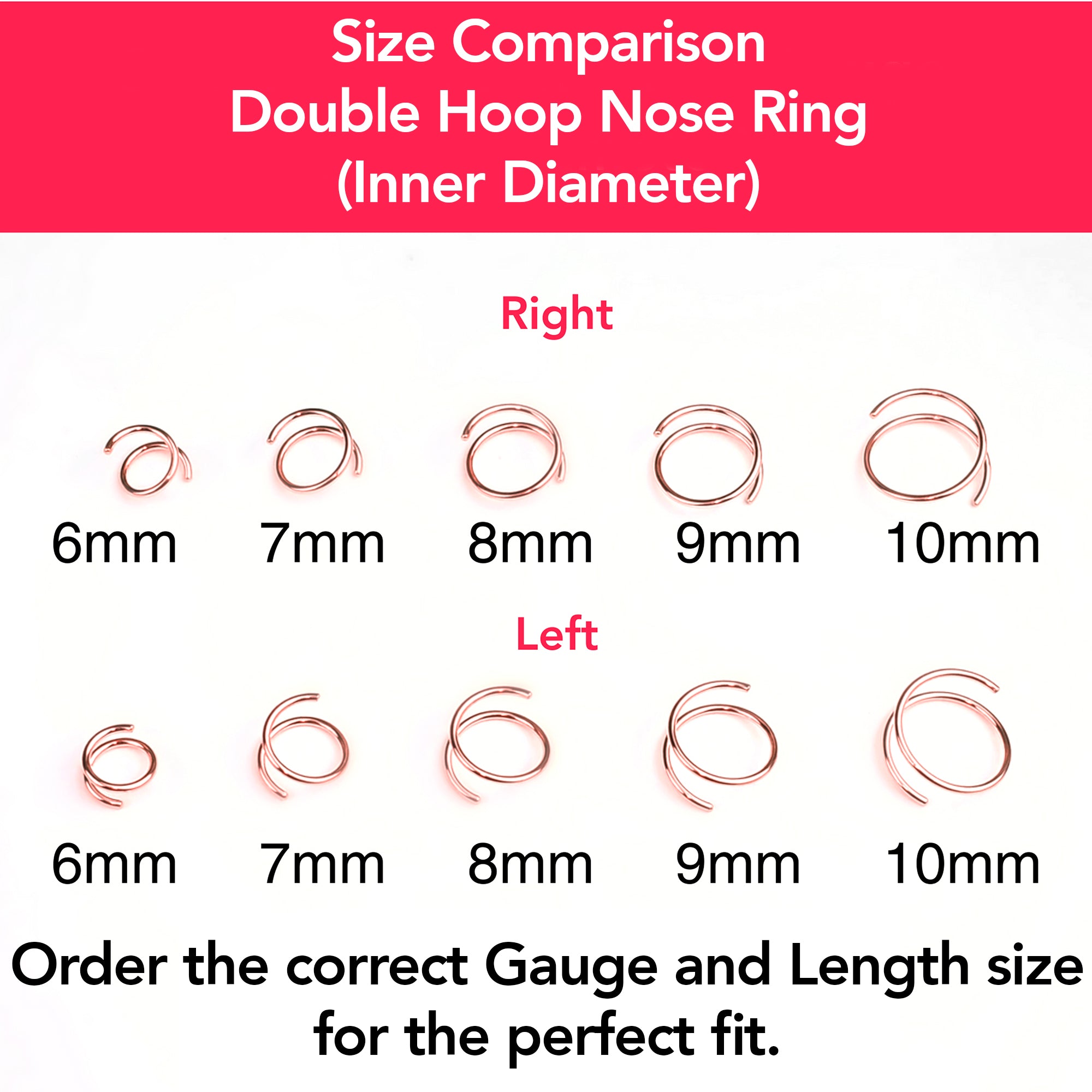 14k Solid White Gold Double Hoop Nose Spiral Nose Ring