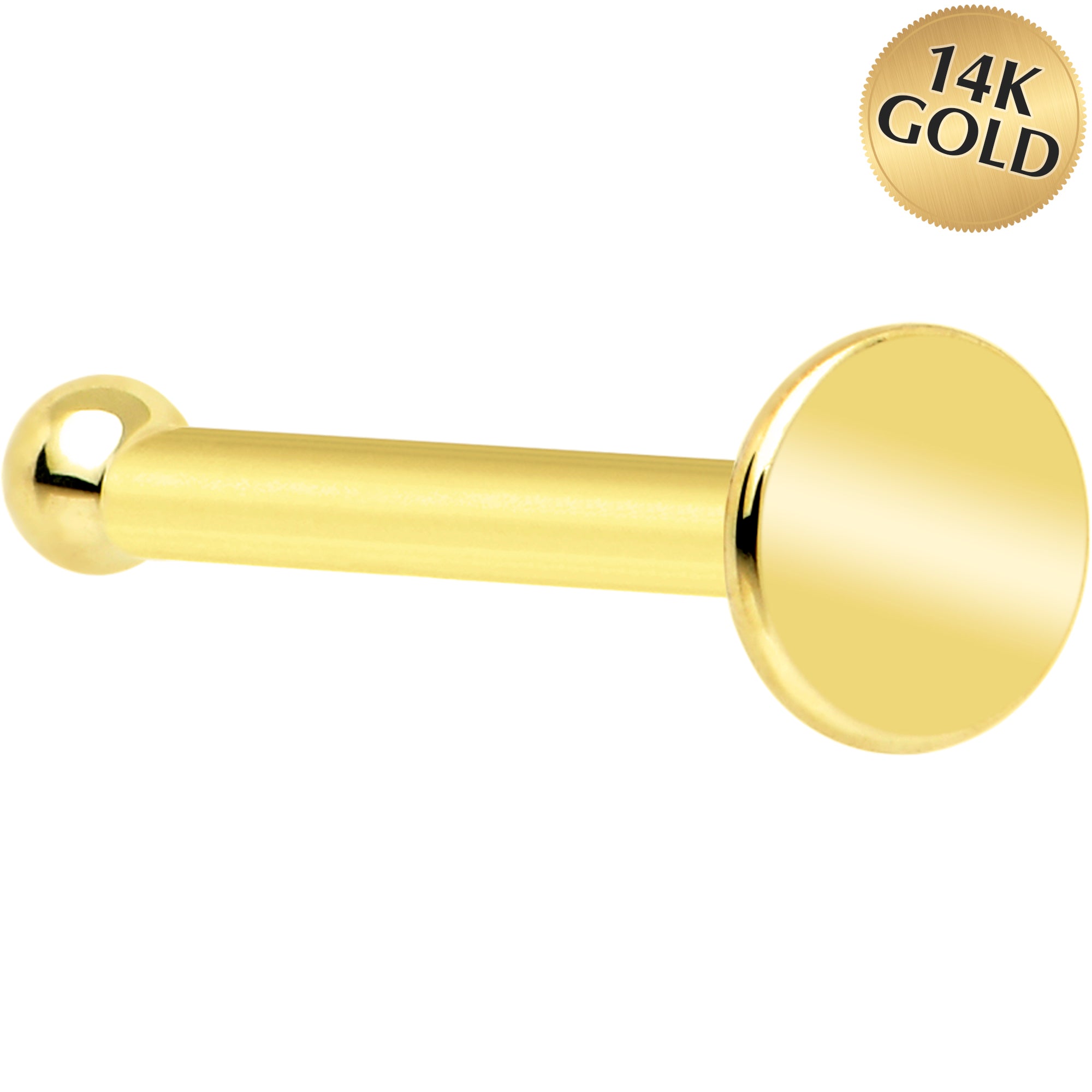 20G Solid 14k Gold Flat Disc Nose Bone
